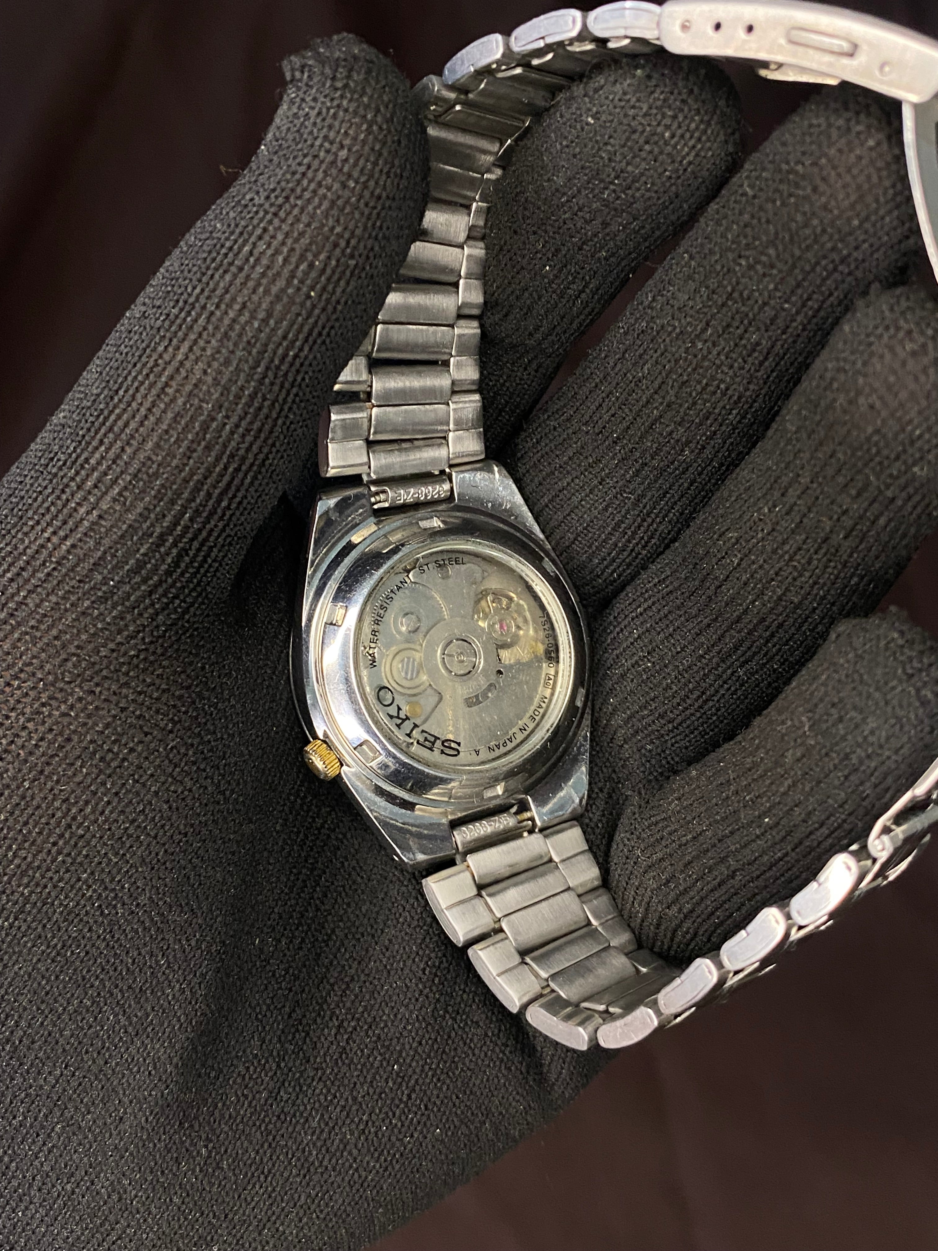 Seiko 5 Rare Black Golden Dial Railway time With Transparent back