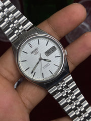 Seiko 5 — Slim White Textured Dial | 36mm Japanese Automatic Watch.