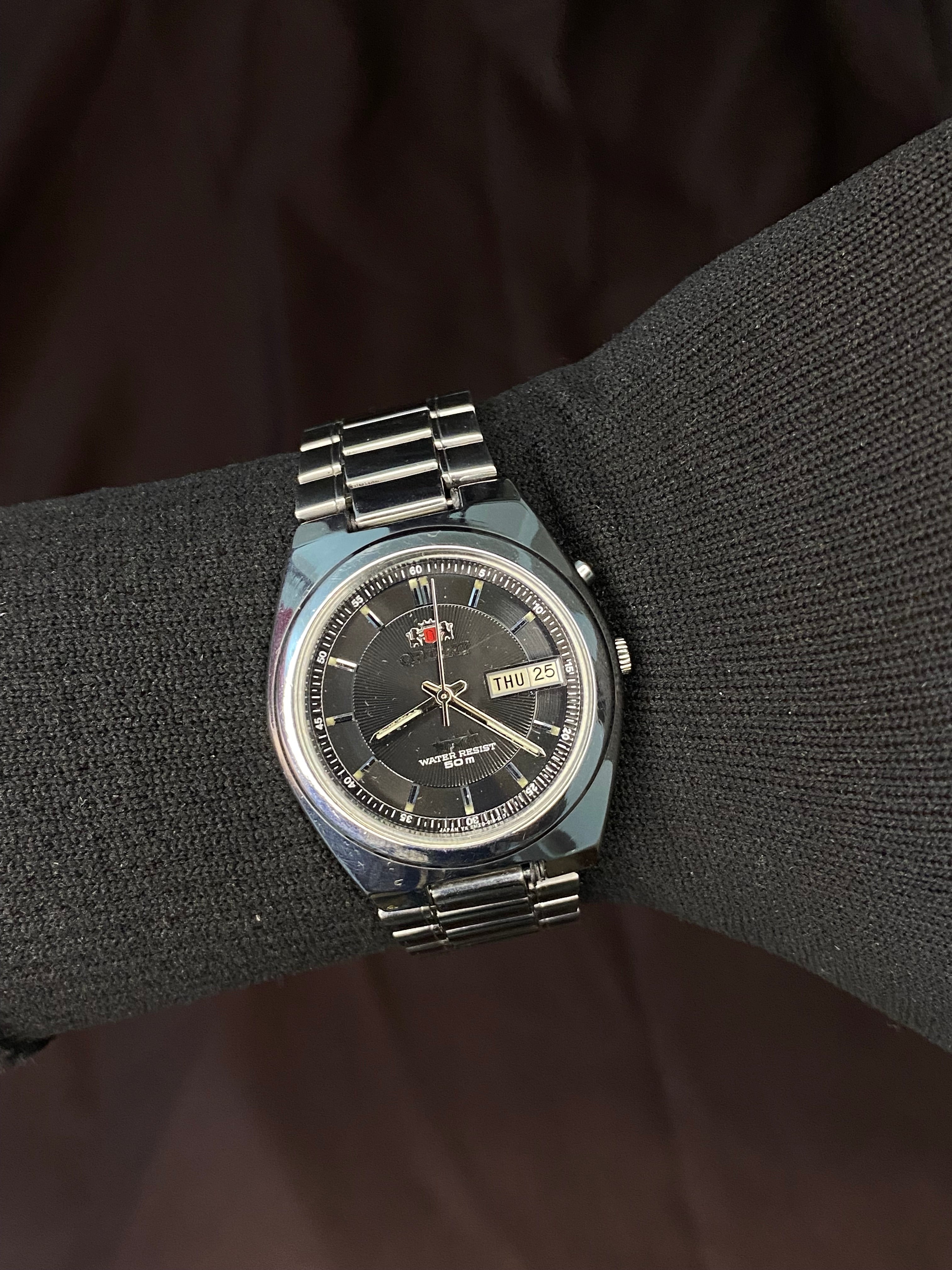 Orient Crystal Tri-star 50M Water Resist Black Dial Watch