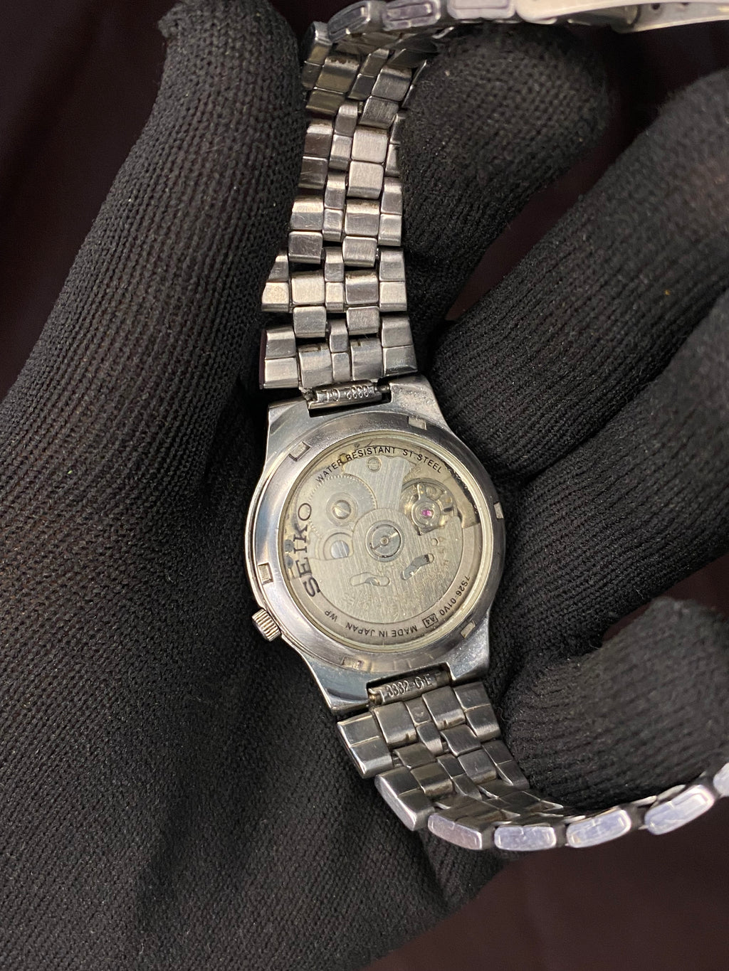 Seiko 5 Black Dial Watch With Transparent back