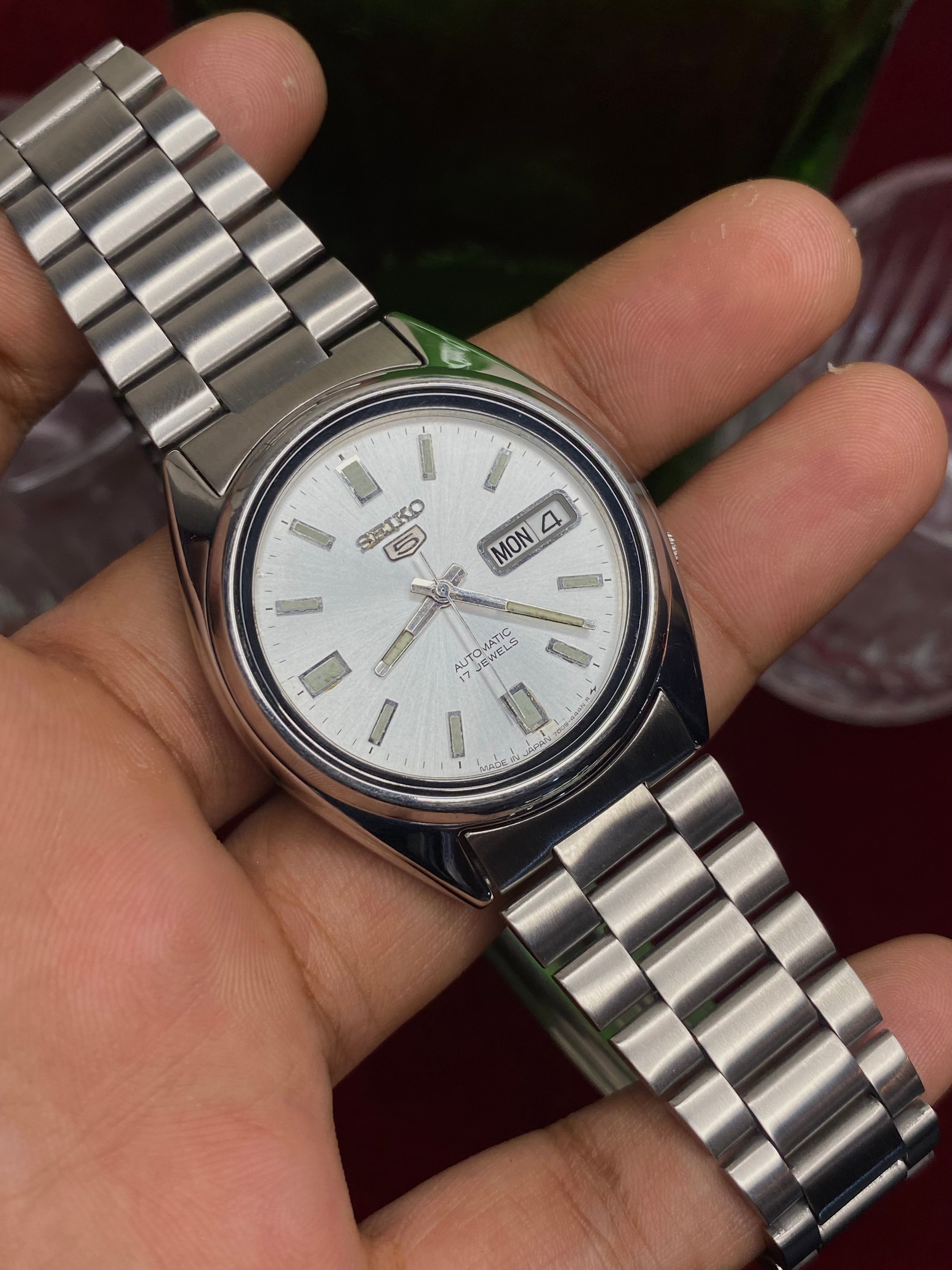 Seiko 5 “Silver Ray” — 7S26 Sunburst Exhibition Automatic watch.