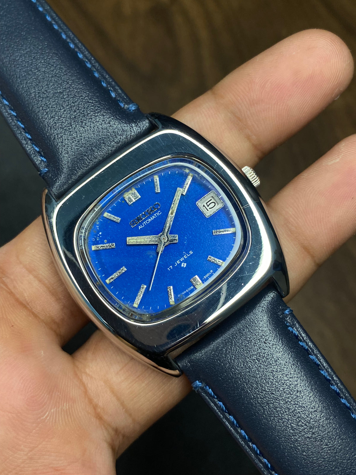 Super Rare Vintage Seiko 5 TV-Style Automatic Watch | Royal Blue Dial | Ref. 6308-5000