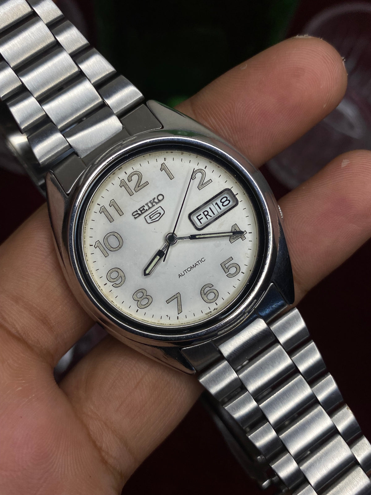 Seiko 5 — White Military Numeral Dial | 38mm Japanese Automatic Watch.