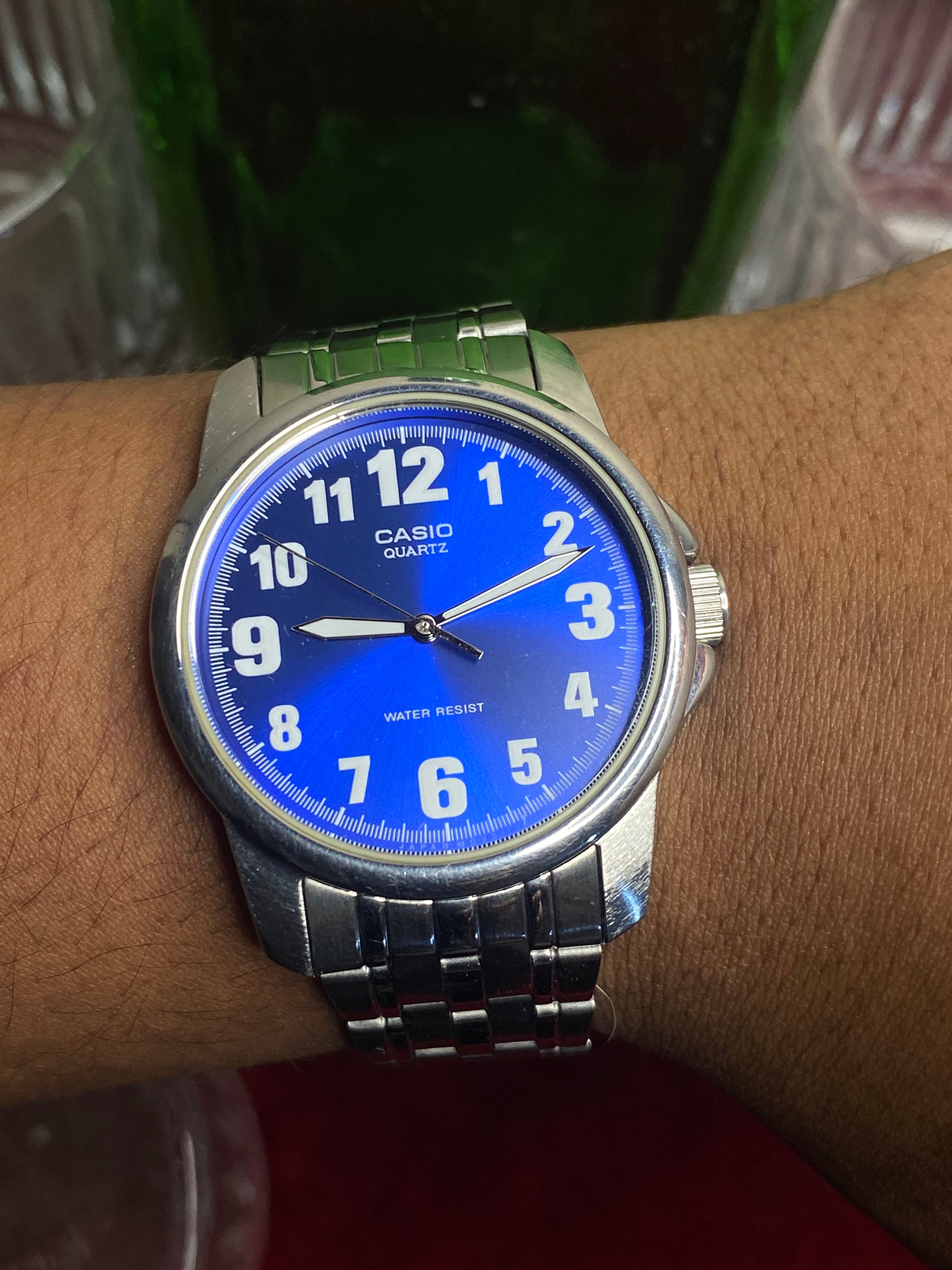 Rare Casio MTP-1216A Blue Numeric Dial Watch | Day-Date | Made in Japan