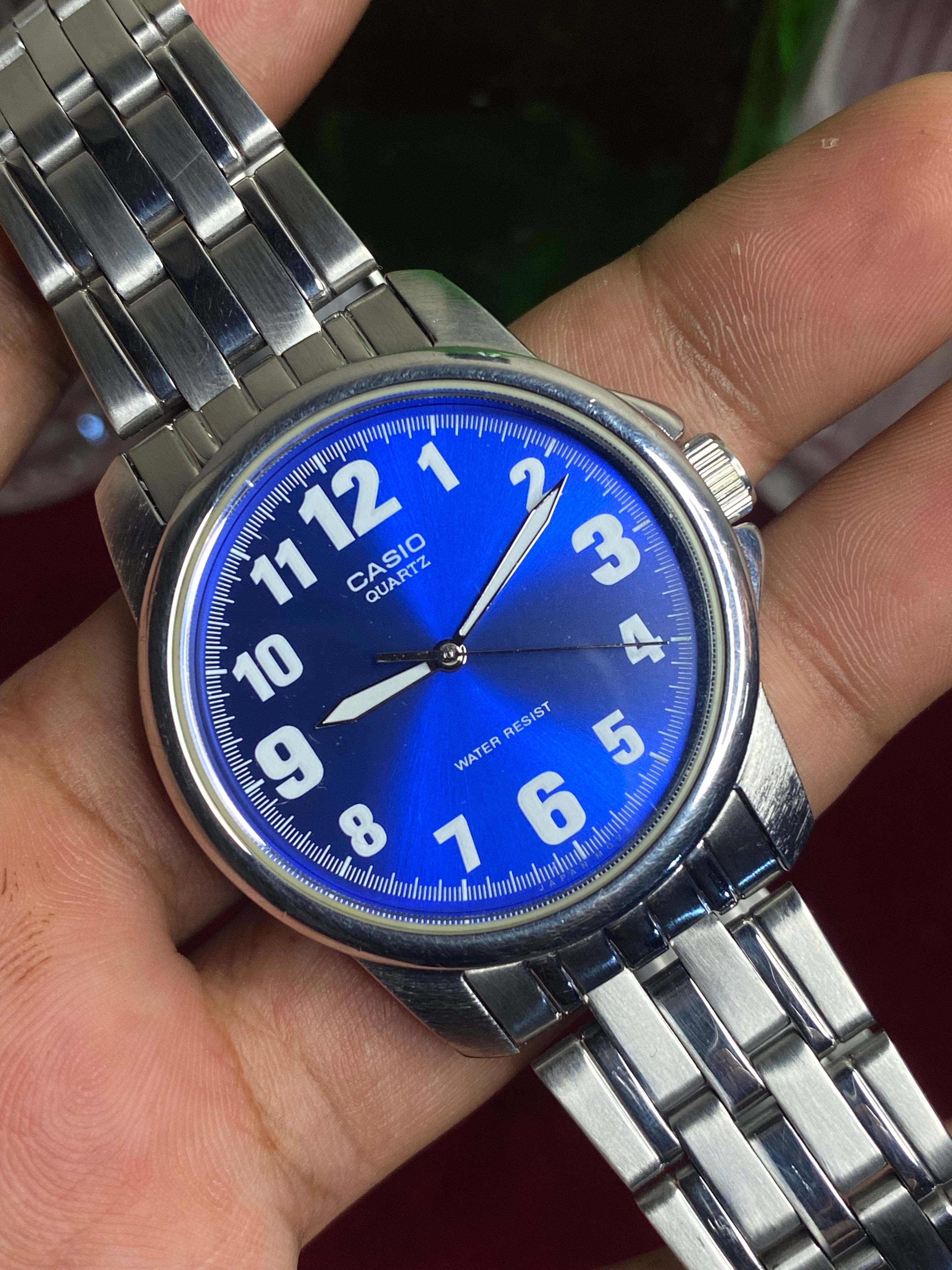 Rare Casio MTP-1216A Blue Numeric Dial Watch | Day-Date | Made in Japan