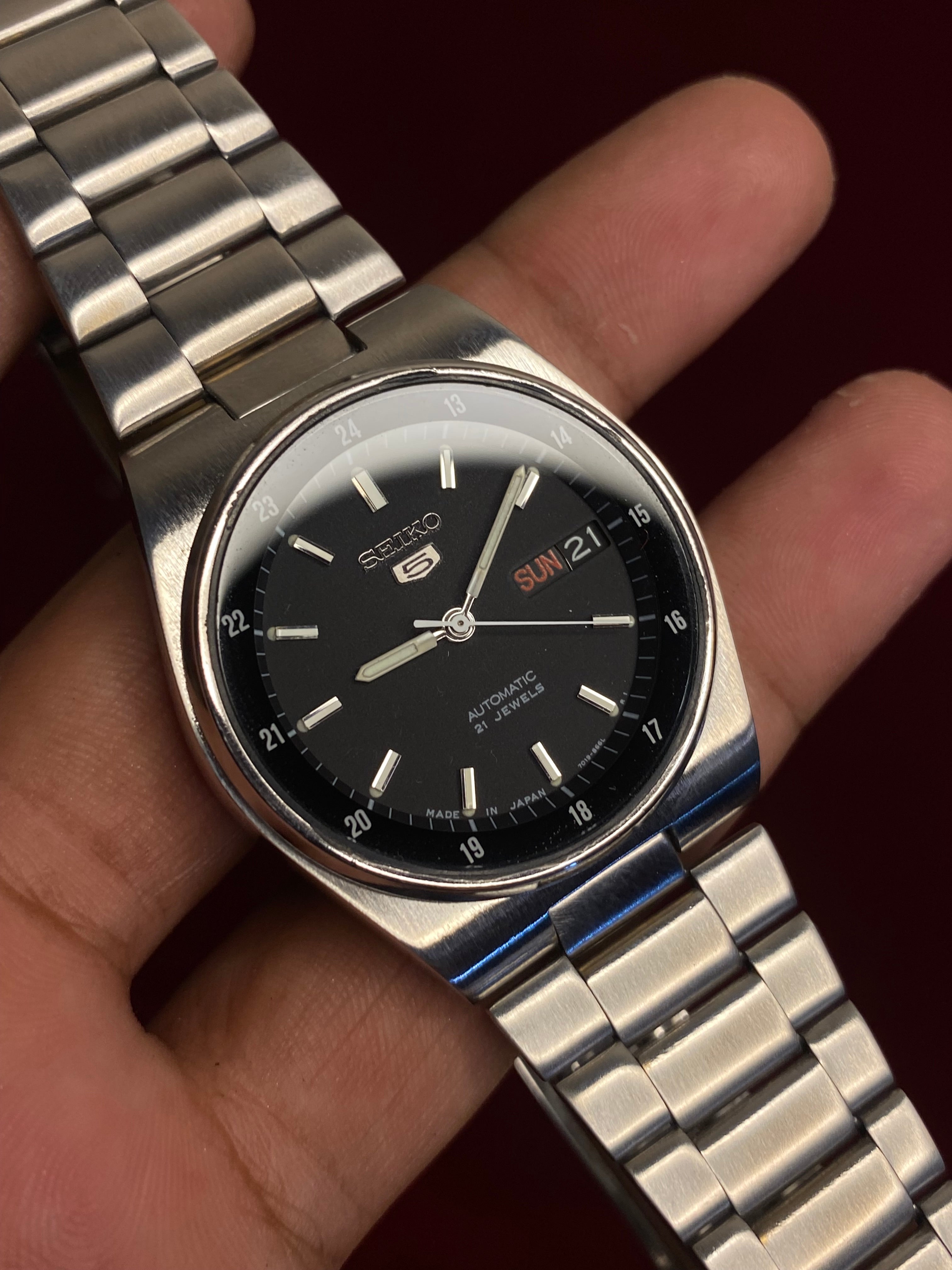 SEIKO 5 AUTOMATIC — “RAILWAY TIME ” | 38MM Grey Dial Watch | 7019-8281 A2.