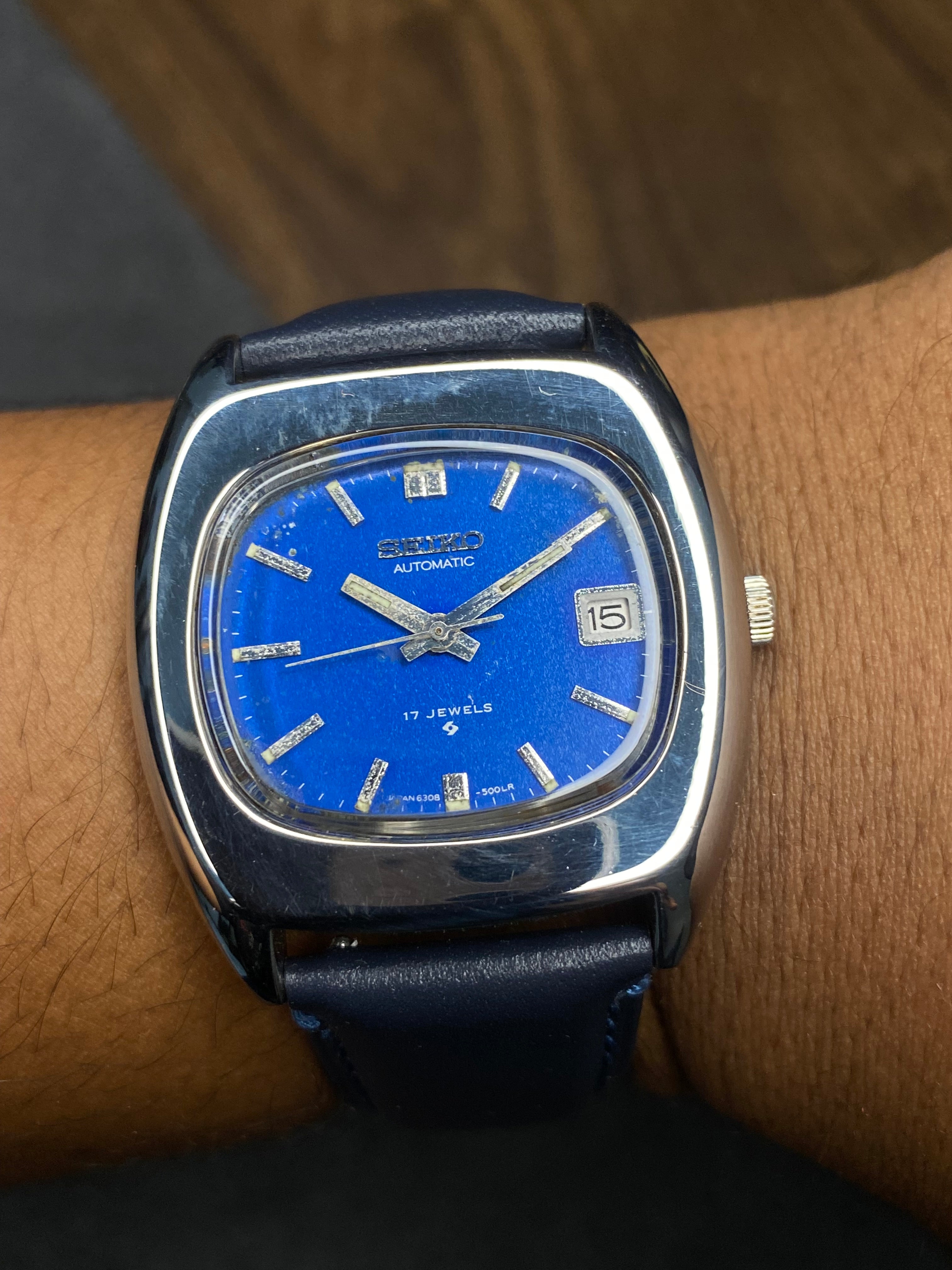 Super Rare Vintage Seiko 5 TV-Style Automatic Watch | Royal Blue Dial | Ref. 6308-5000