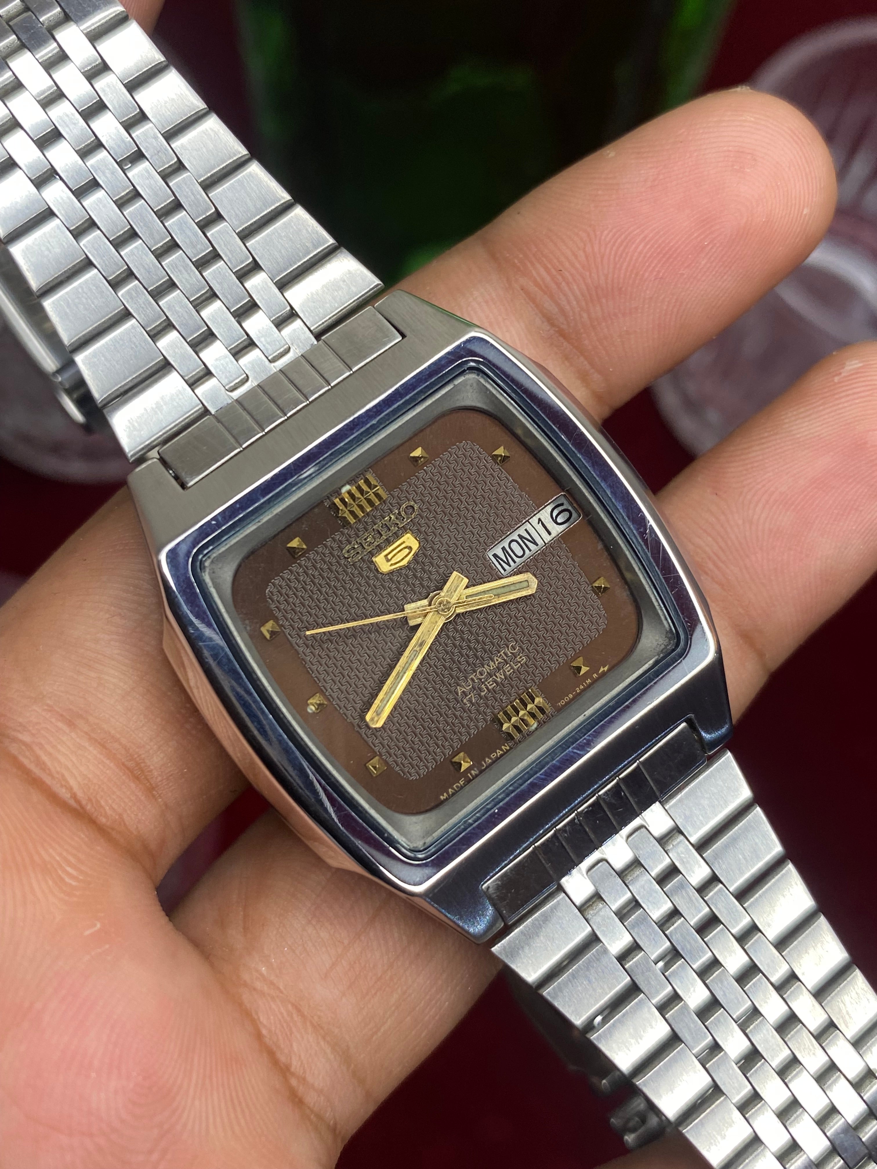 Seiko 5 — Brown Textured Dial “TV-Shape” | Japanese Automatic watch.