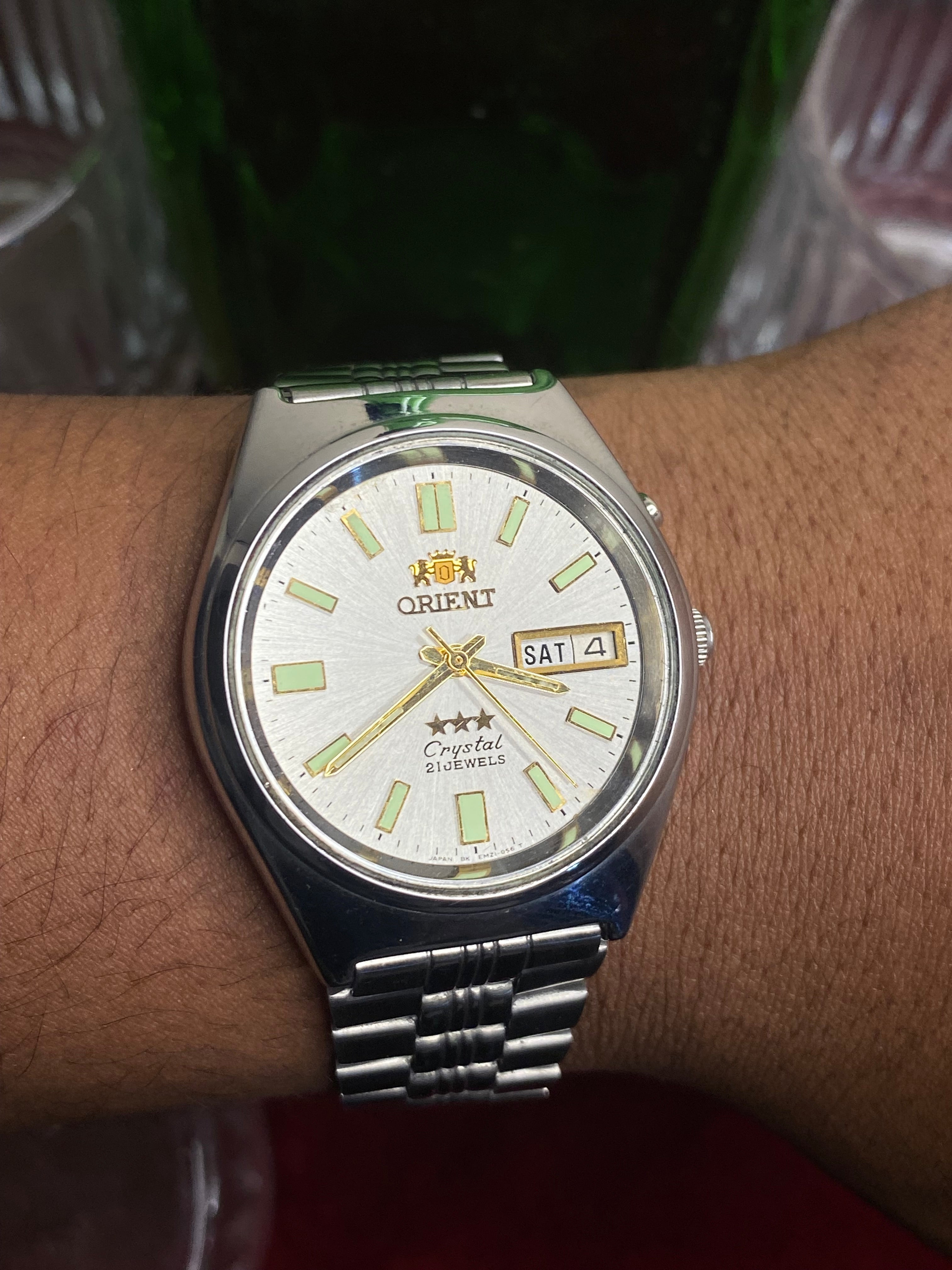 Orient Three Star — Silver Sunburst Dial | 38mm All-Steel Japanese Automatic Watch.