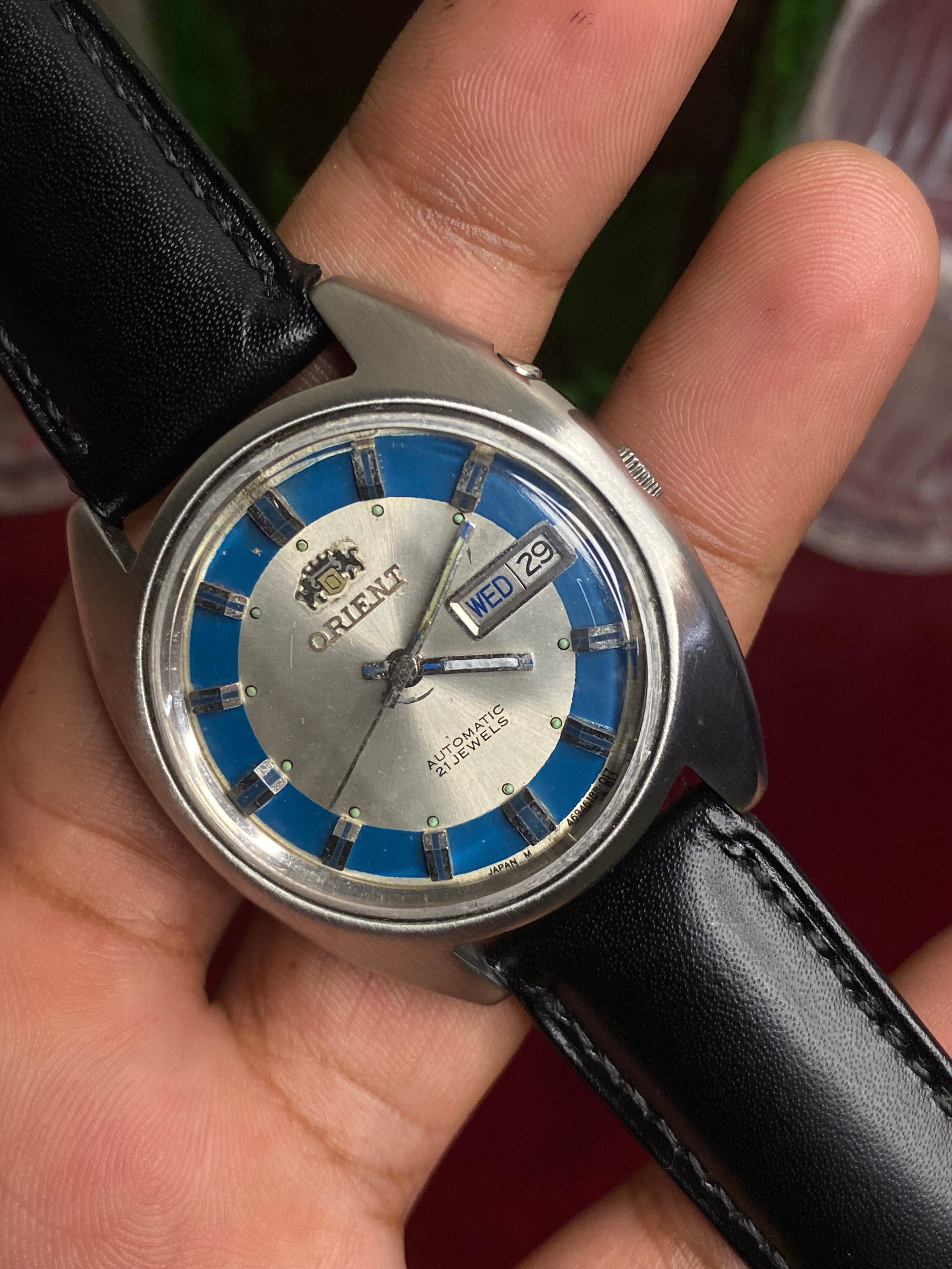 Orient Automatic — Silver Sunburst Dial, Blue Chapter Ring Dial Watch | Ref G469618-8E