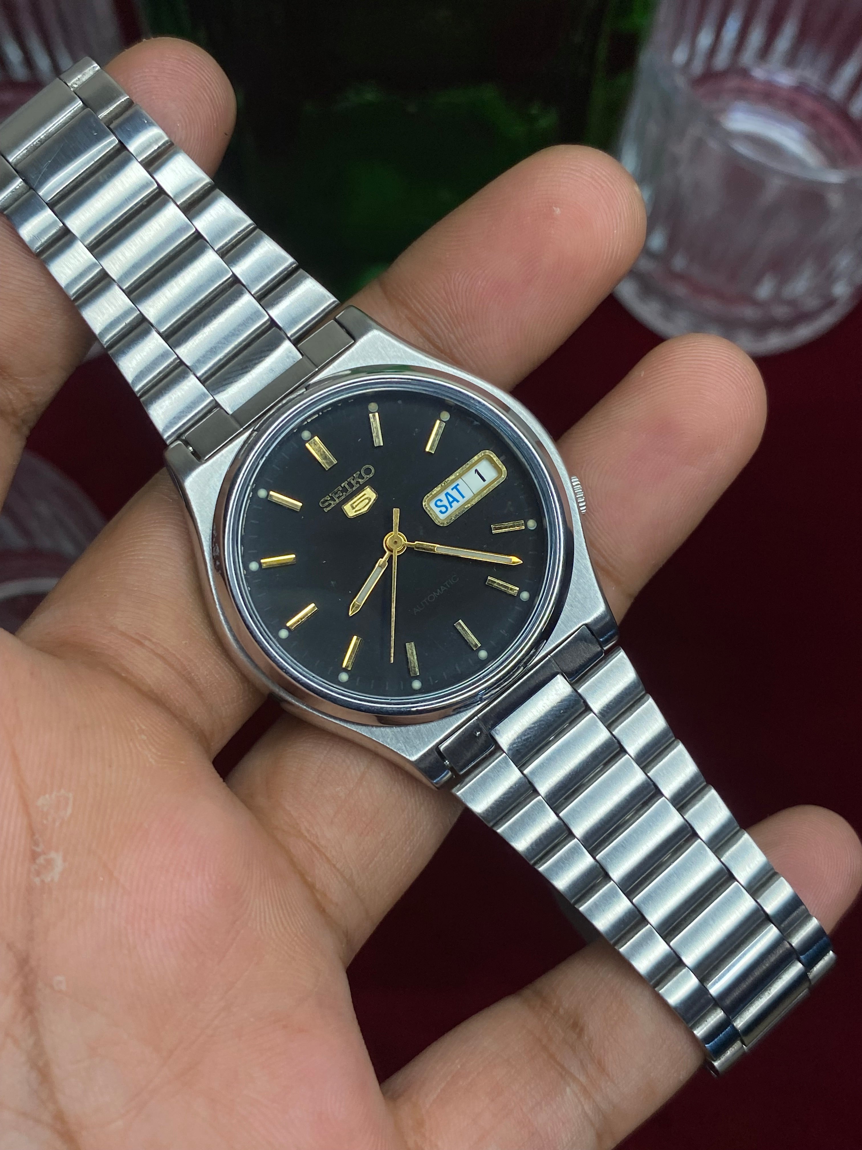 Seiko 5 “Midnight Black ” — Charcoal Dial Automatic | 7S26 Movement Watch.