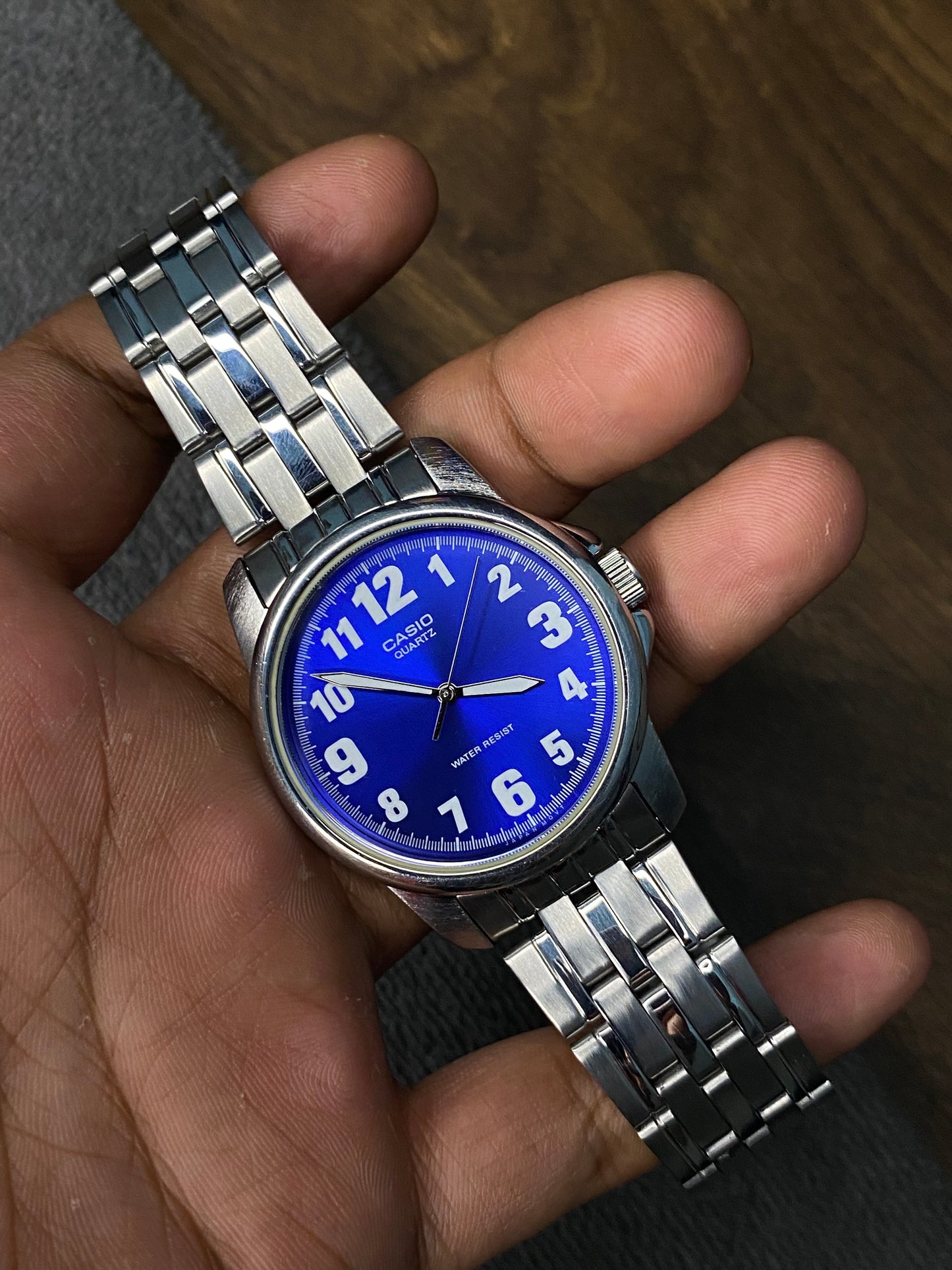 Rare Casio MTP-1216A Blue Numeric Dial watch.