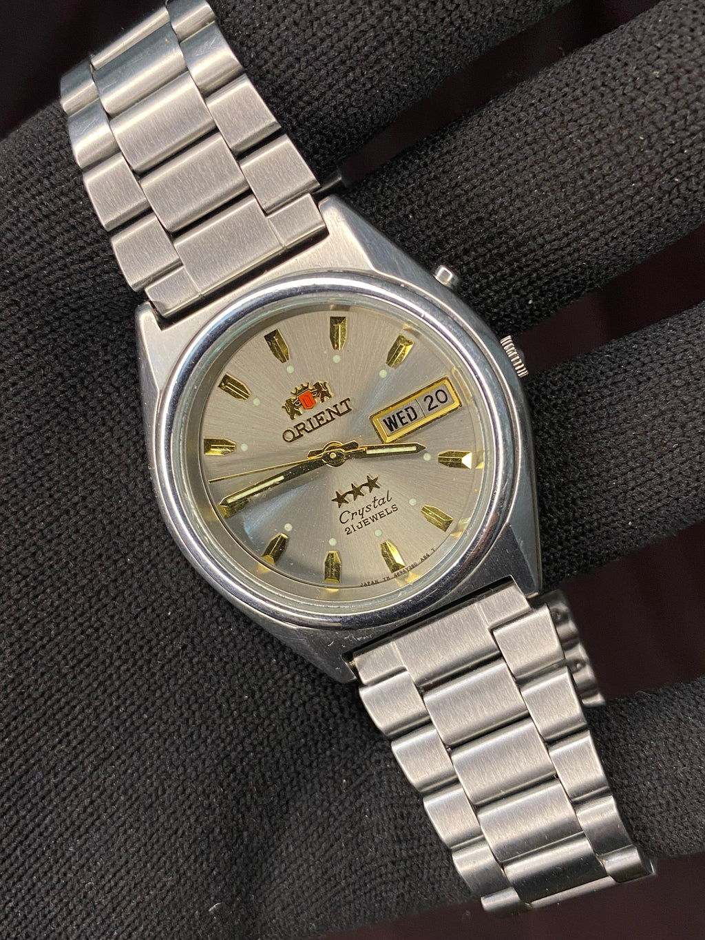 Orient Crystal Tri-Star Silver Dial Watch