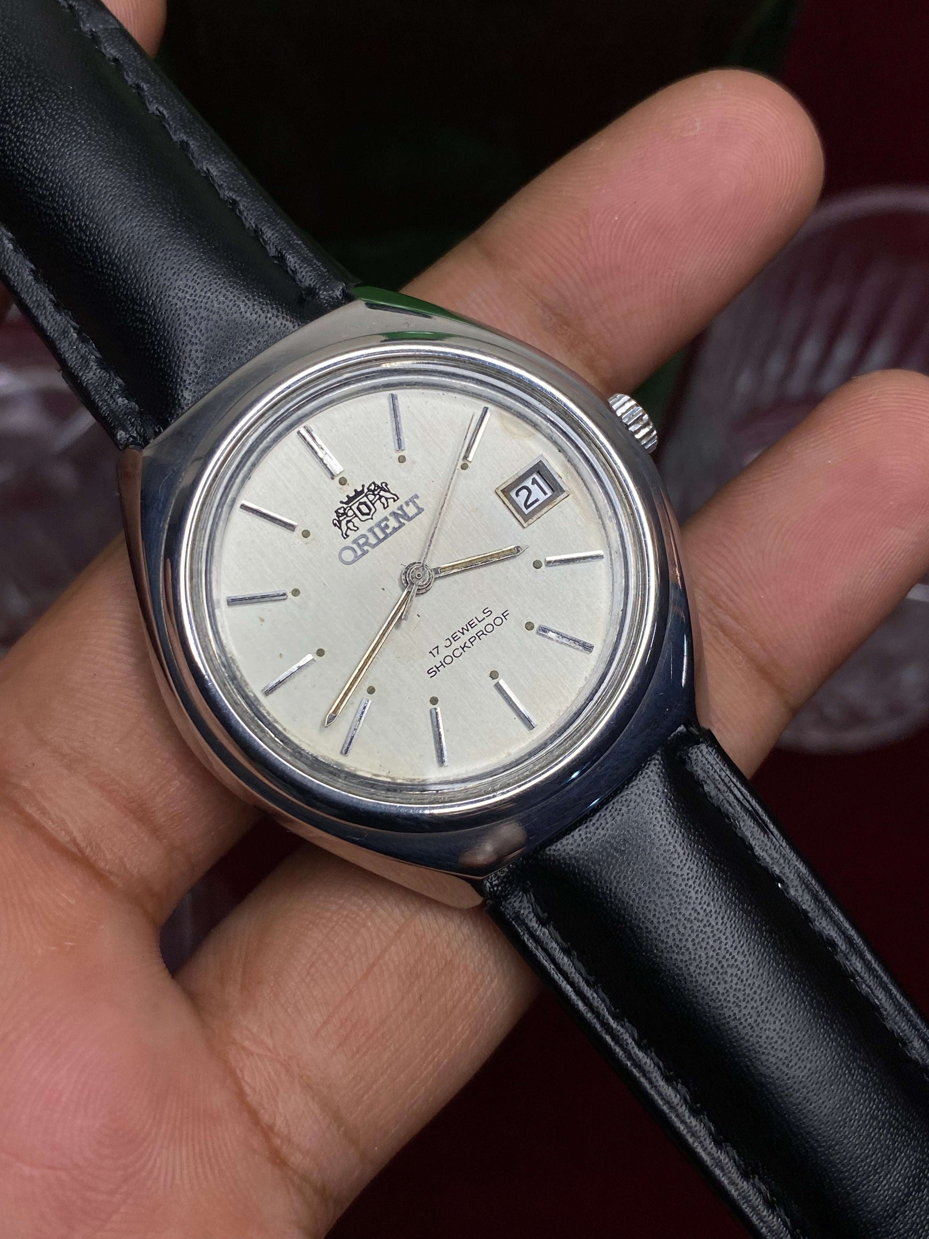 Orient “Silver Crest” — 17-Jewel Hand-Wound Dress Watch.