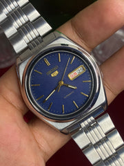 Seiko 5 Automatic — Blue Waffle Dial Watch With Exhibition Back | Ref 7S26-02P0.
