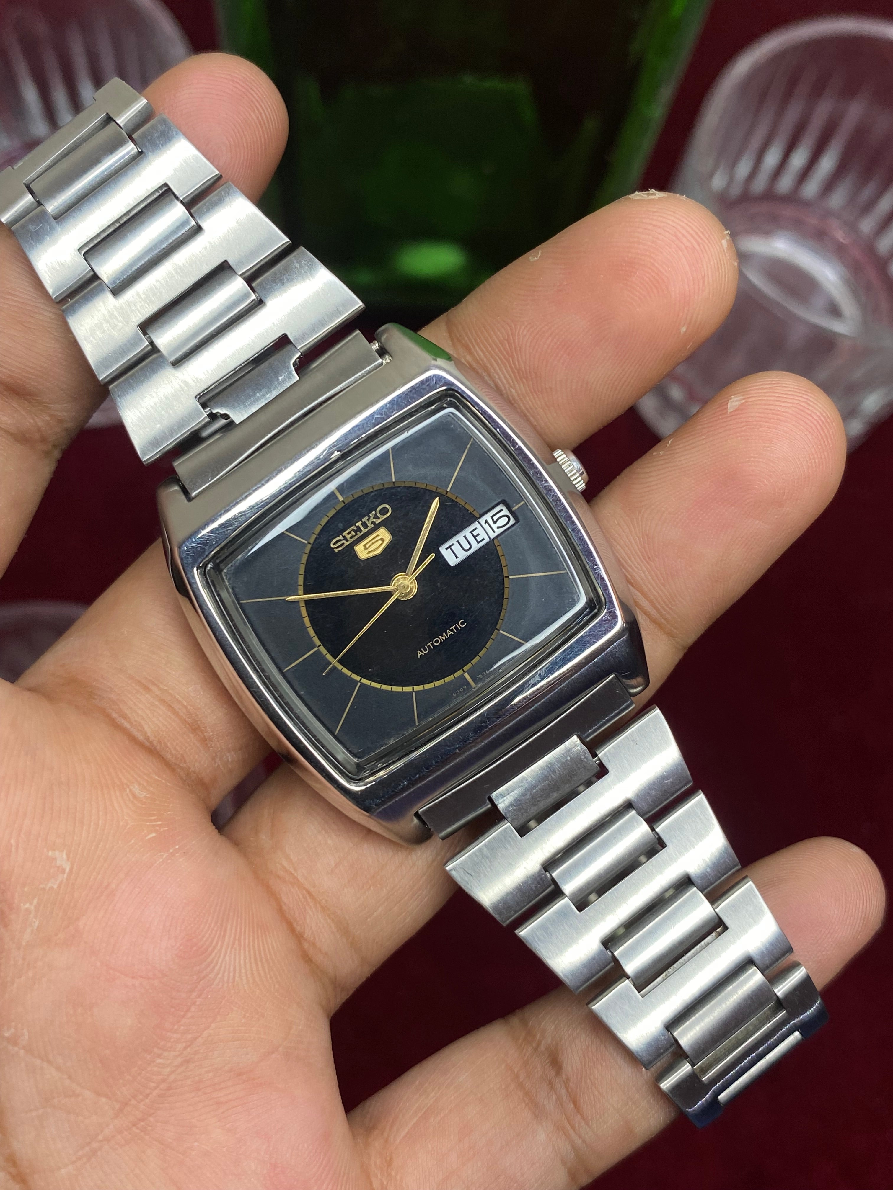 Seiko 5 “Black Gold” — 6309 Cushion Automatic watch.