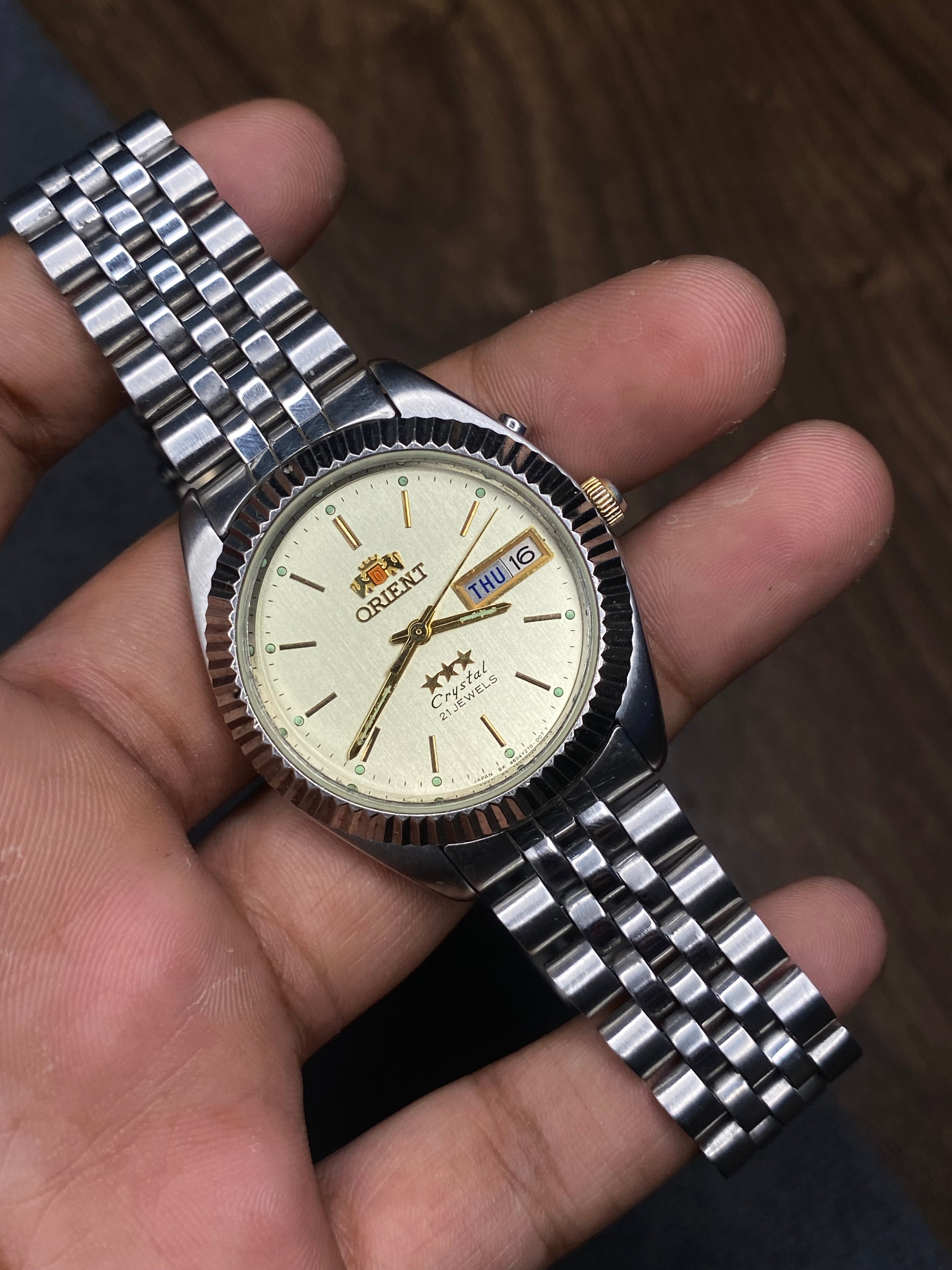 Super Rare Orient President Tri-Star Crystal Automatic Watch | Champagne Dial | Ref. 469WA8-83