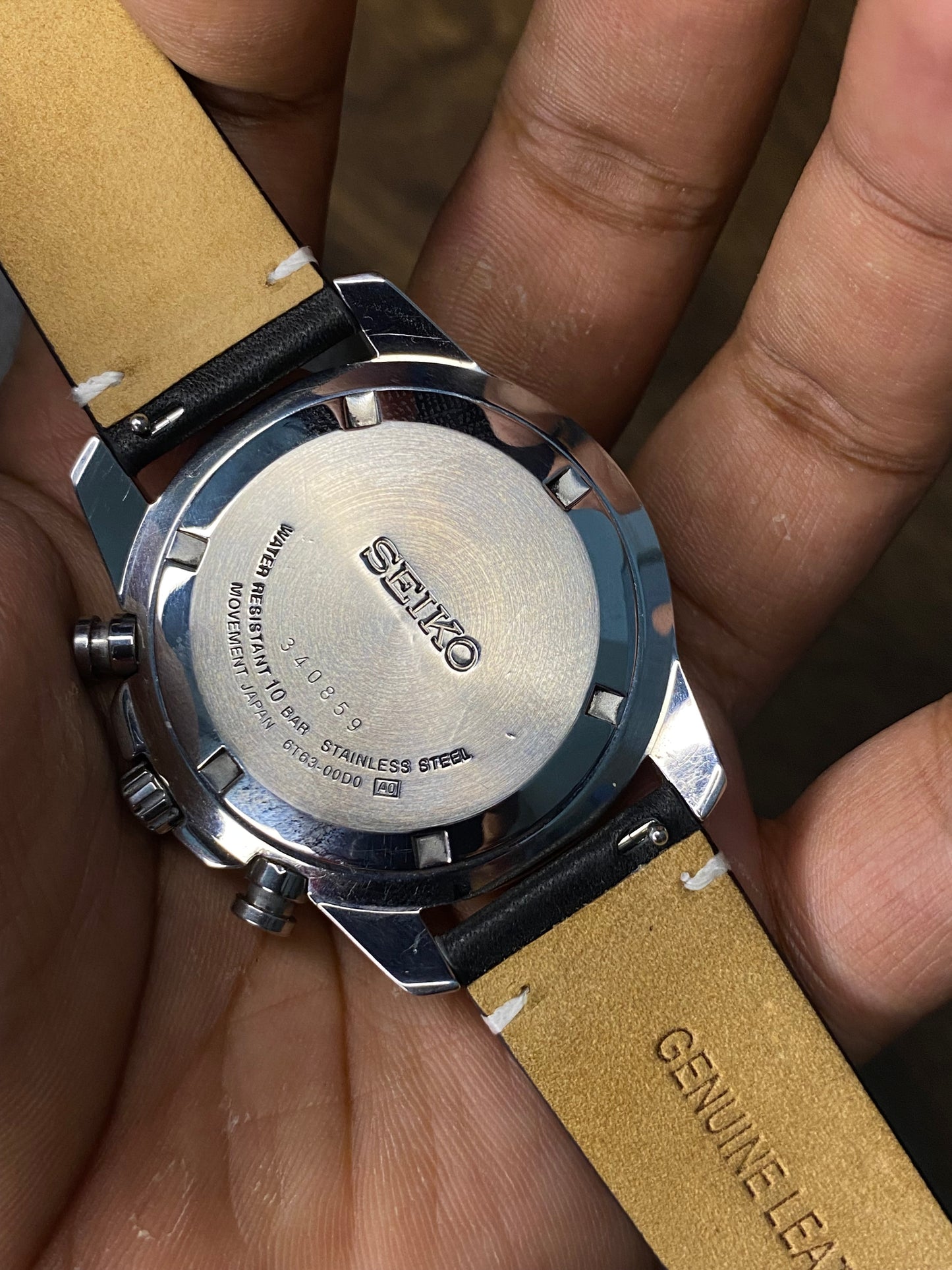 Seiko Chronograph SSB033 Quartz Black Dial Watch With Premium Leather Strap