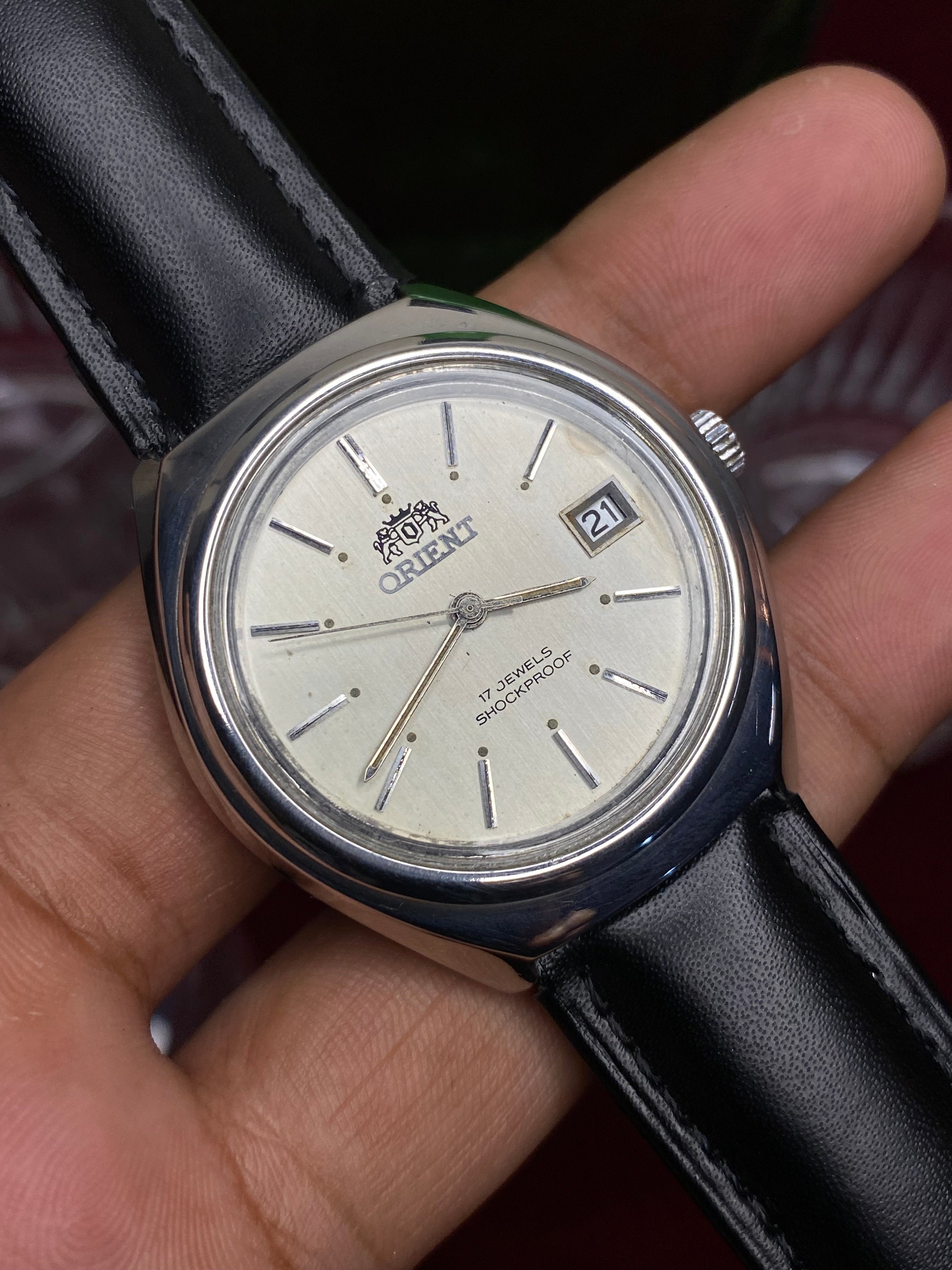 Orient “Silver Crest” — 17-Jewel Hand-Wound Dress Watch.