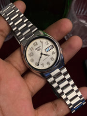 Seiko 5 — White Military Numeral Dial | 38mm Japanese Automatic Watch.