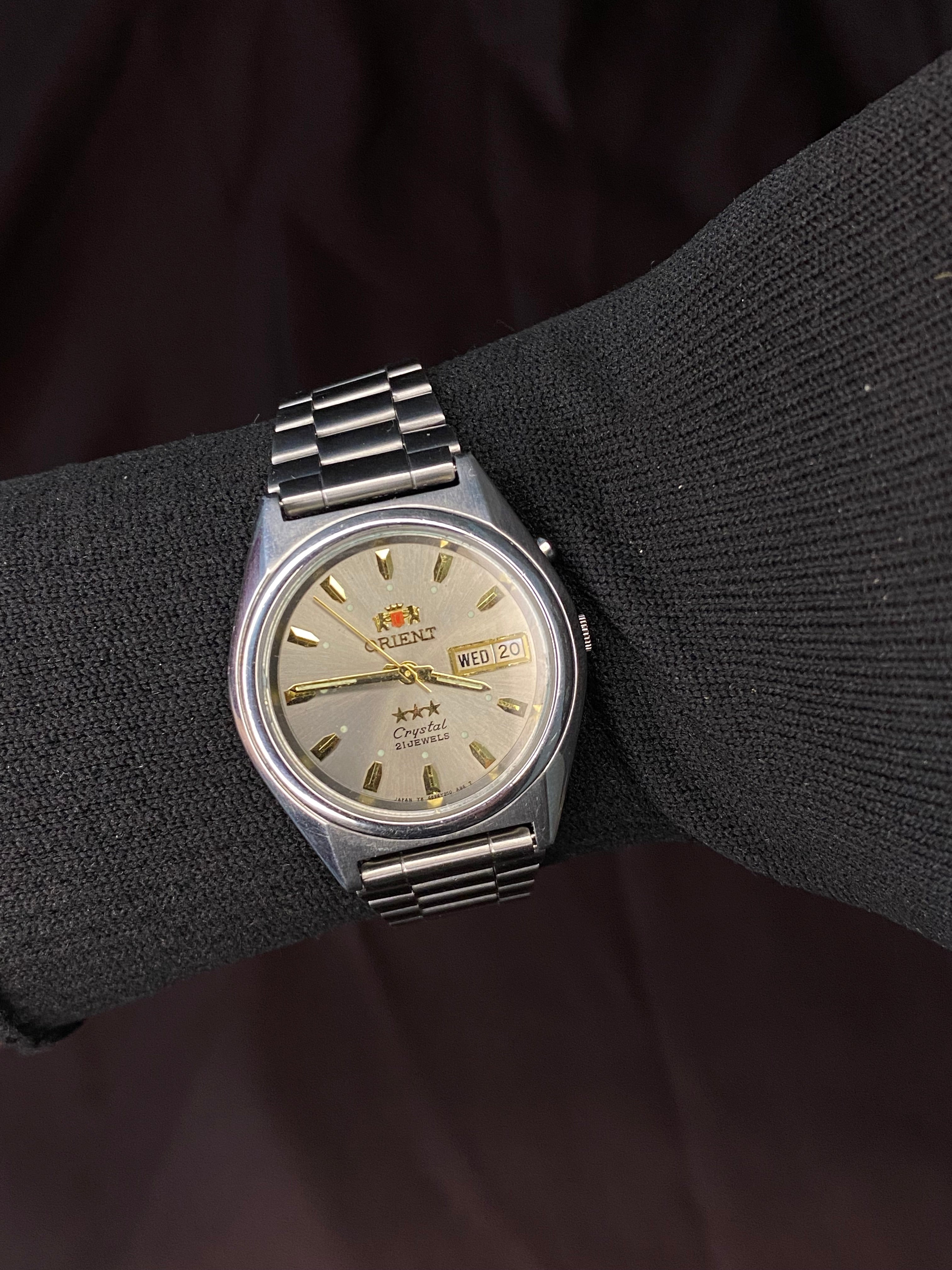 Orient Crystal Tri-Star Silver Dial Watch