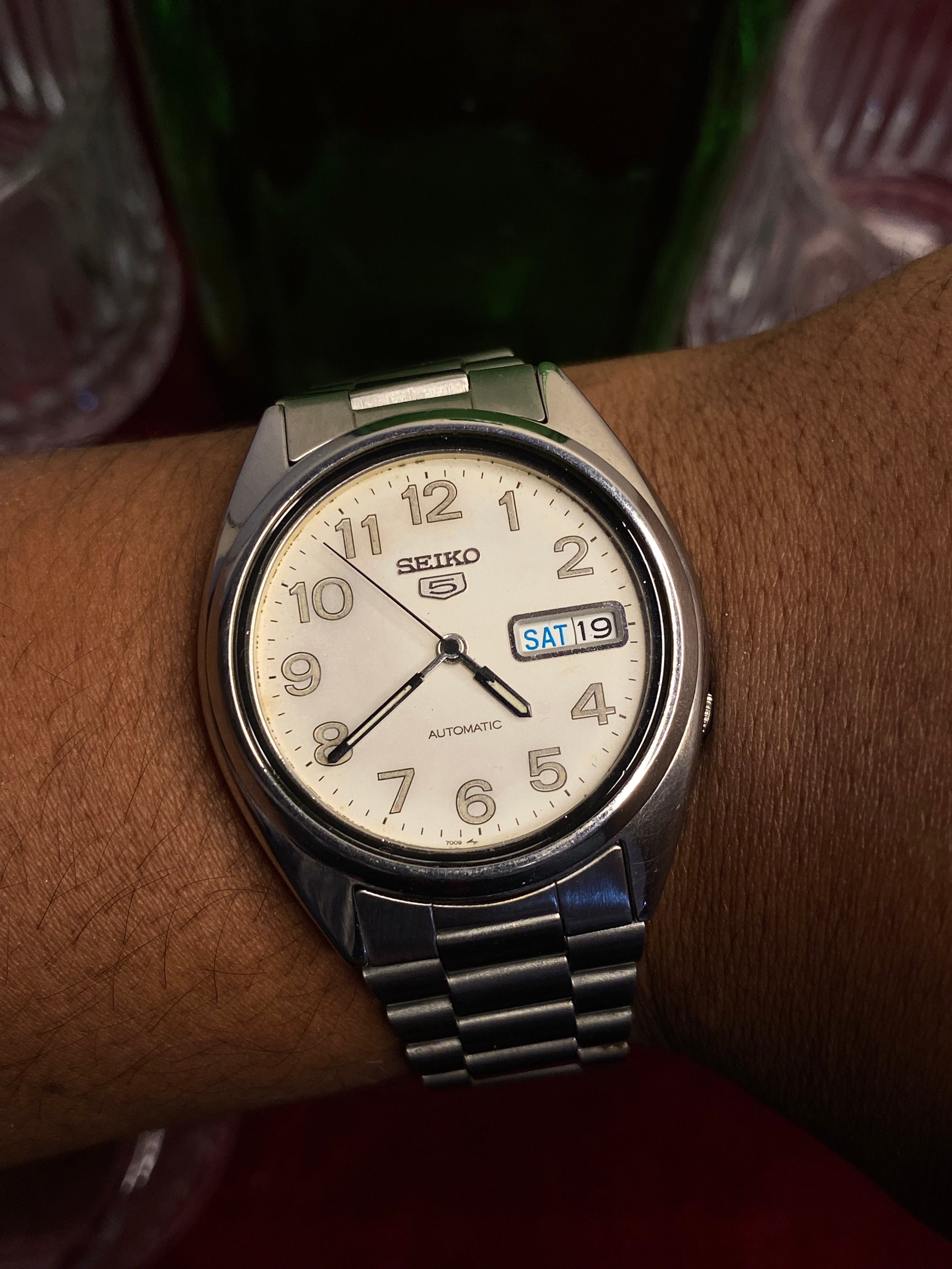 Seiko 5 — White Military Numeral Dial | 38mm Japanese Automatic Watch.