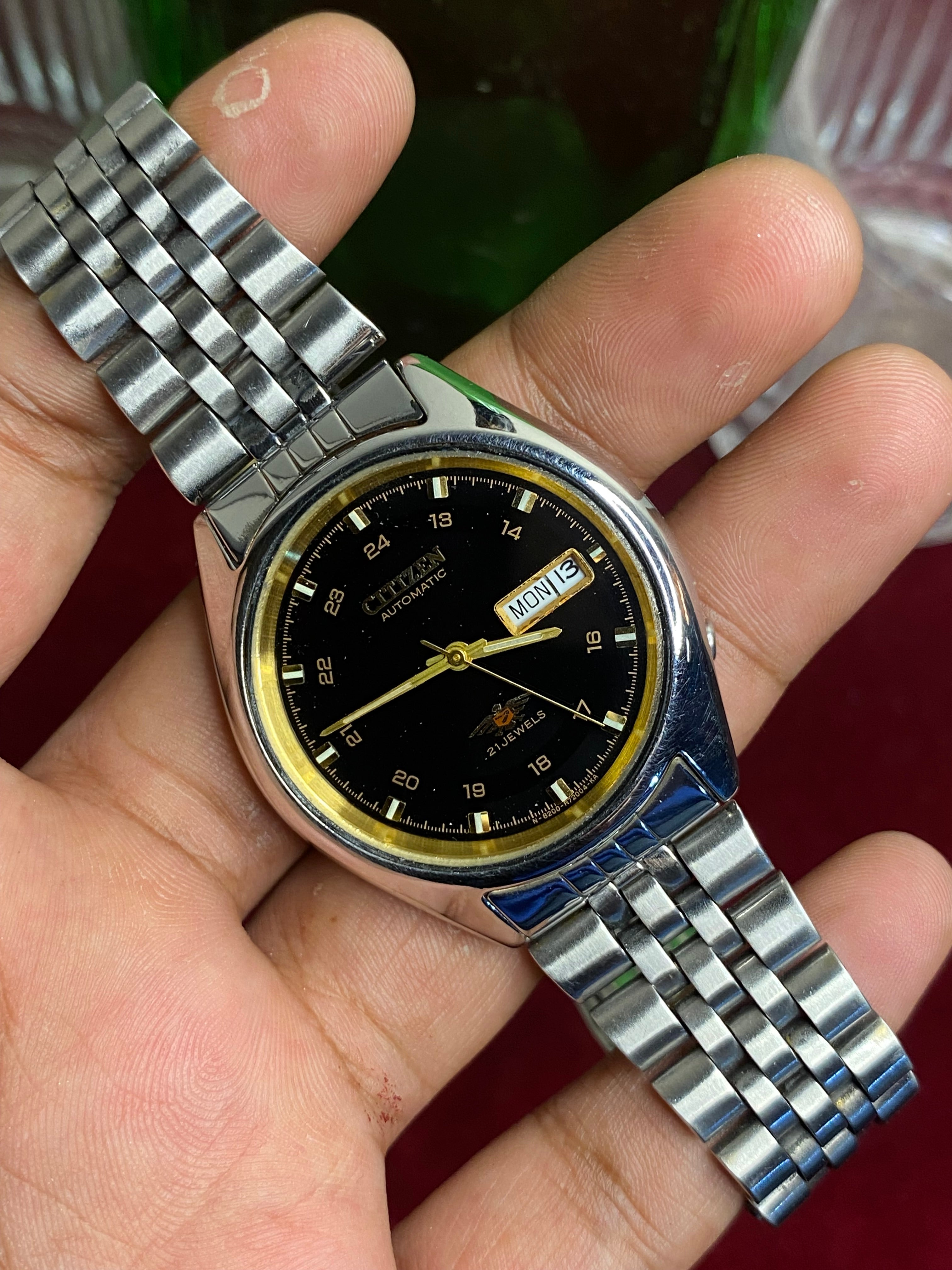 Citizen Eagle 7 Automatic — Railway time Black Dial Watch | Ref 4-055209.