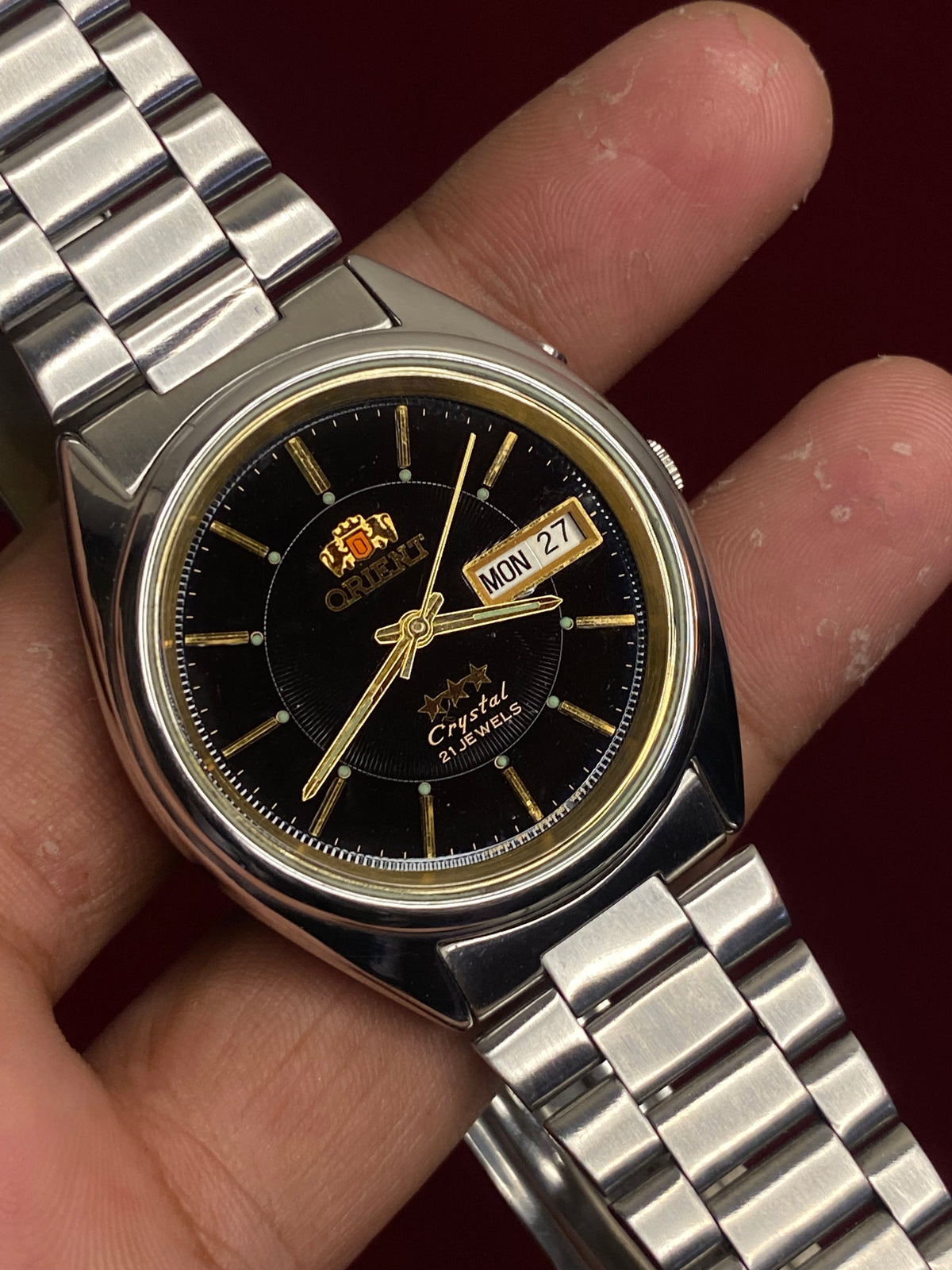 Orient 3-Star Crystal Automatic — Black Dial, Gold Inner Bezel | Ref. 469WC2-81 | 21 Jewels | 38mm