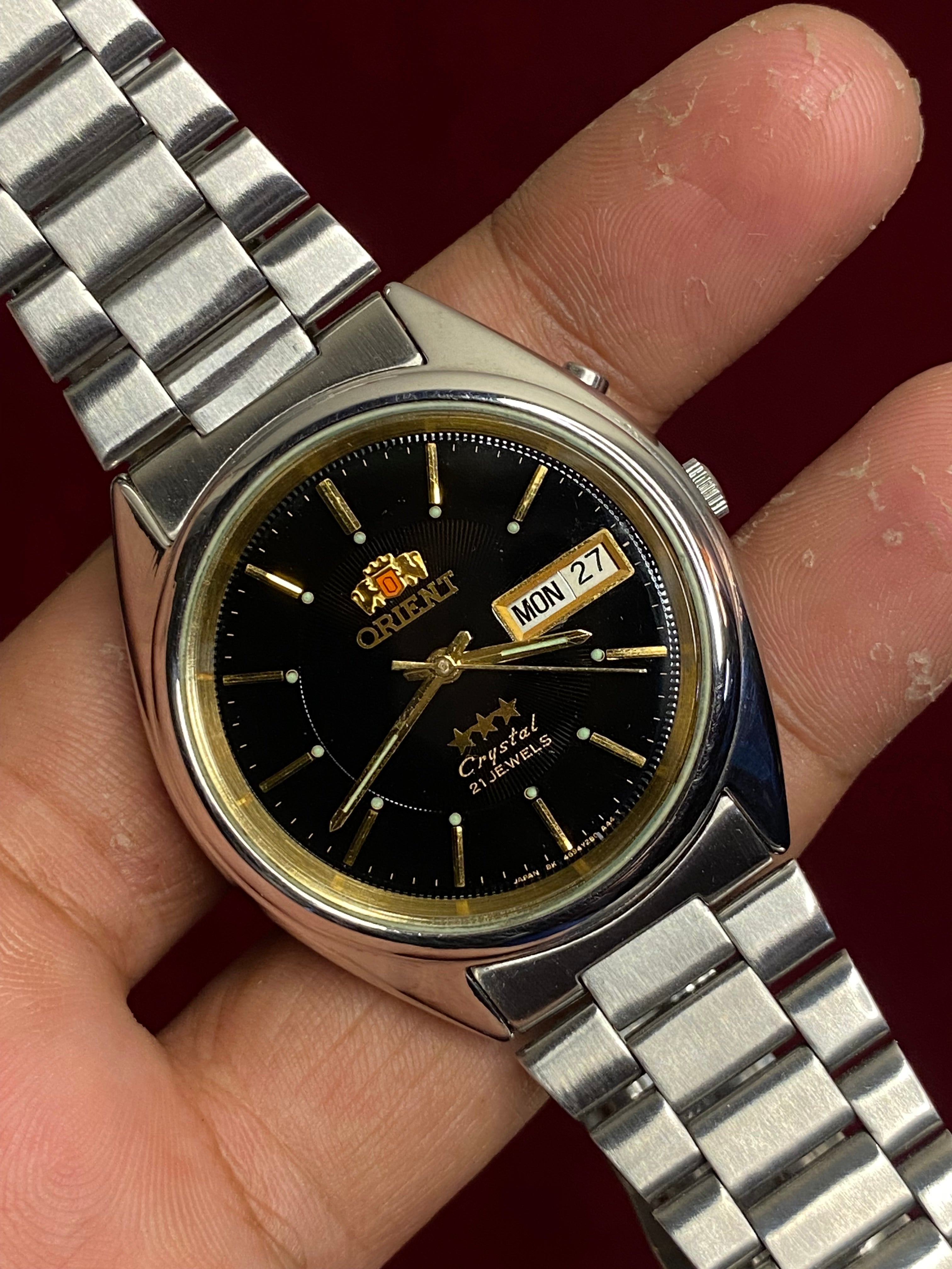 Orient 3-Star Crystal Automatic — Black Dial, Gold Inner Bezel | Ref. 469WC2-81 | 21 Jewels | 38mm