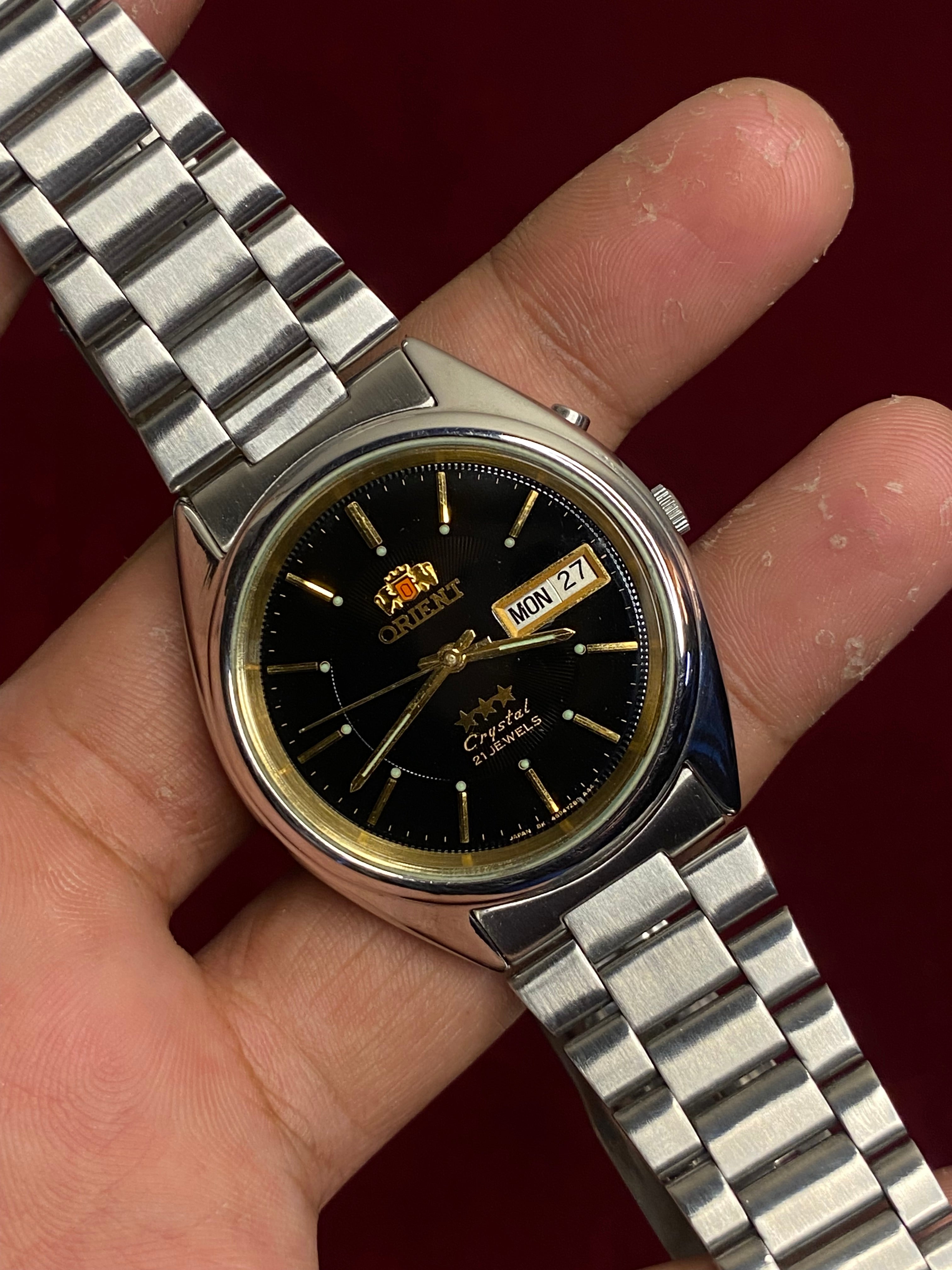 Orient 3-Star Crystal Automatic — Black Dial, Gold Inner Bezel | Ref. 469WC2-81 | 21 Jewels | 38mm