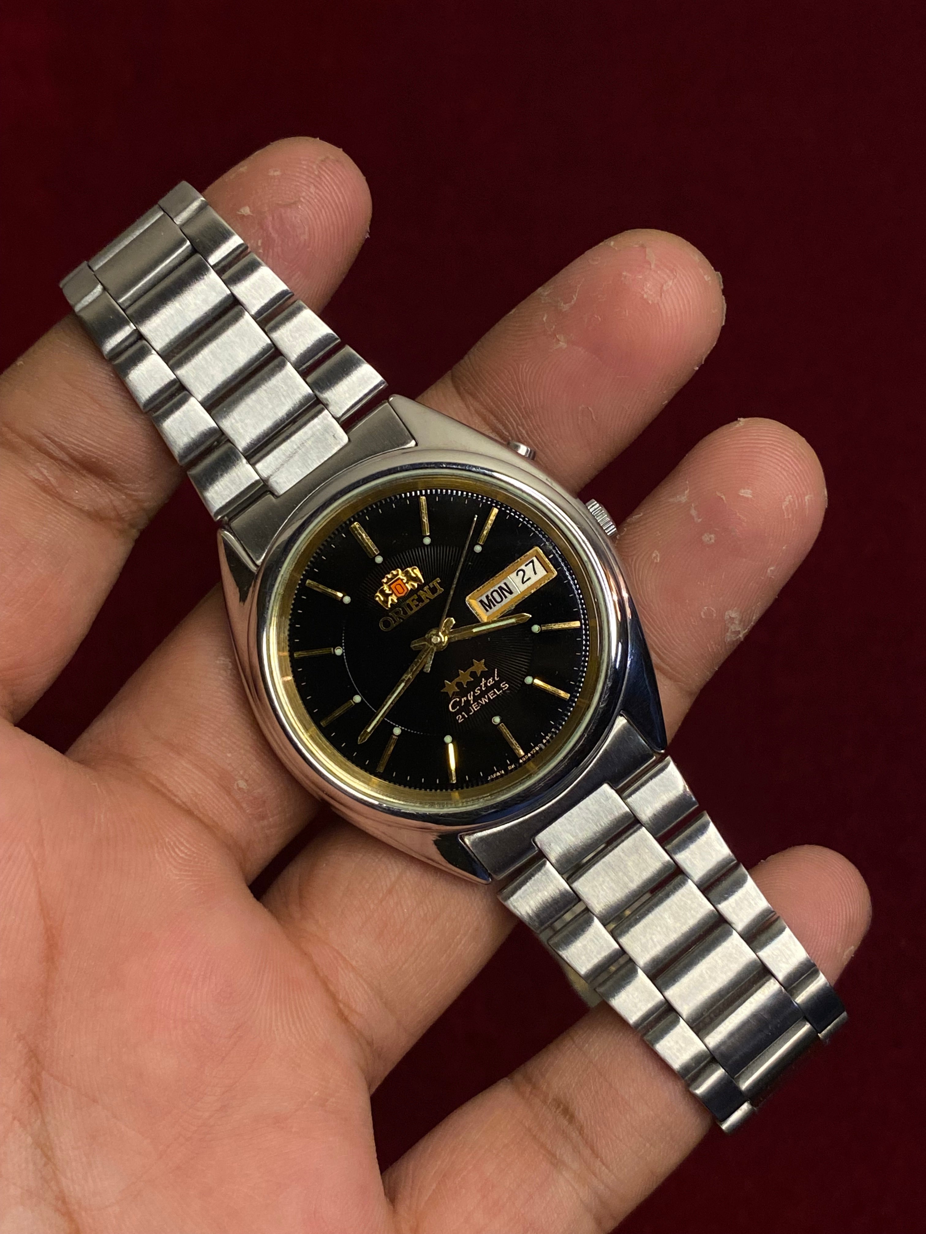 Orient 3-Star Crystal Automatic — Black Dial, Gold Inner Bezel | Ref. 469WC2-81 | 21 Jewels | 38mm