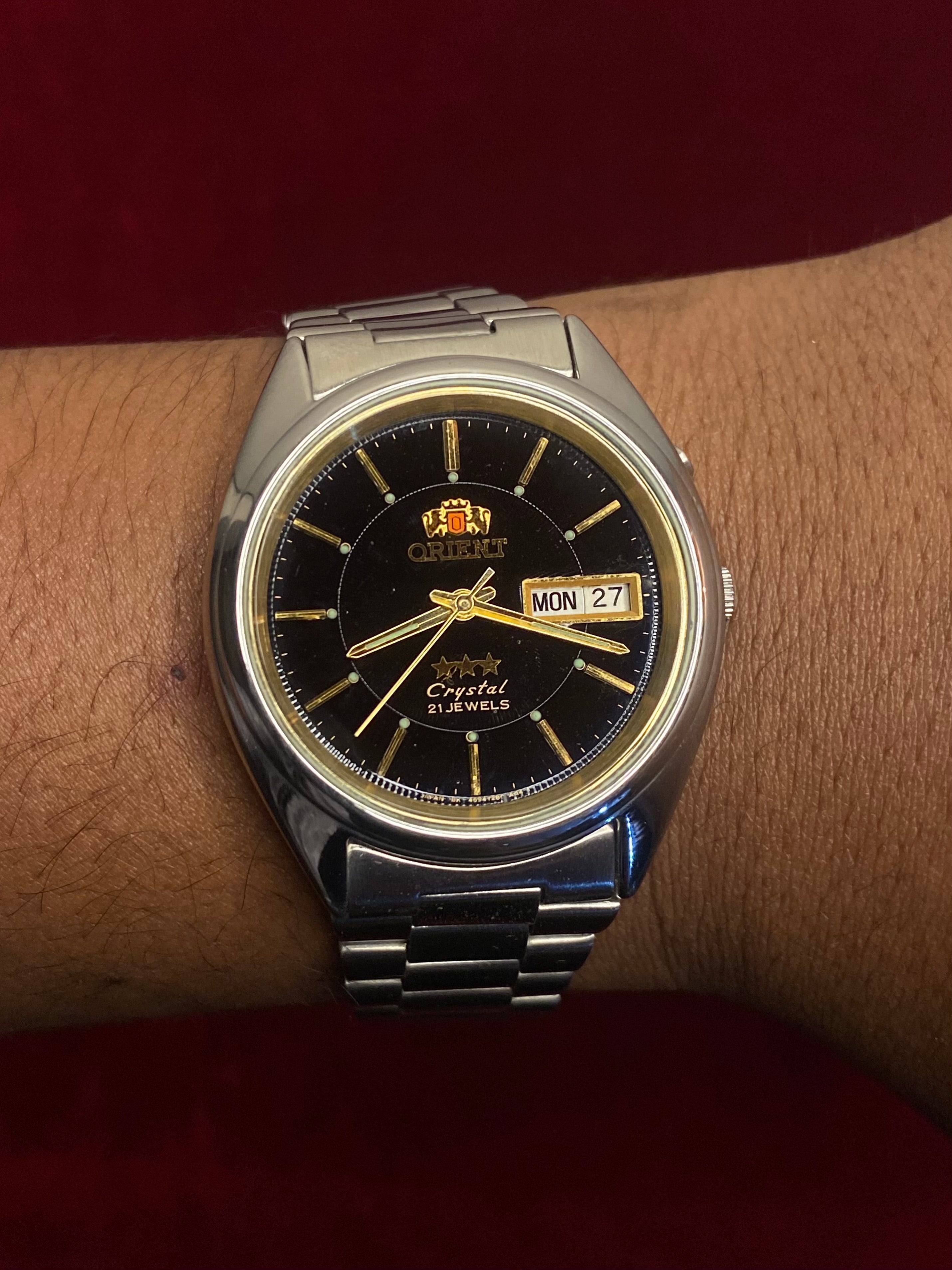 Orient 3-Star Crystal Automatic — Black Dial, Gold Inner Bezel | Ref. 469WC2-81 | 21 Jewels | 38mm