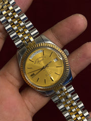 West End Watch Co. Sowar Prima President— Champagne Sunburst Dial, 25 Jewels, Day-Date | Ref. K-5028 | 38mm Swiss Made.