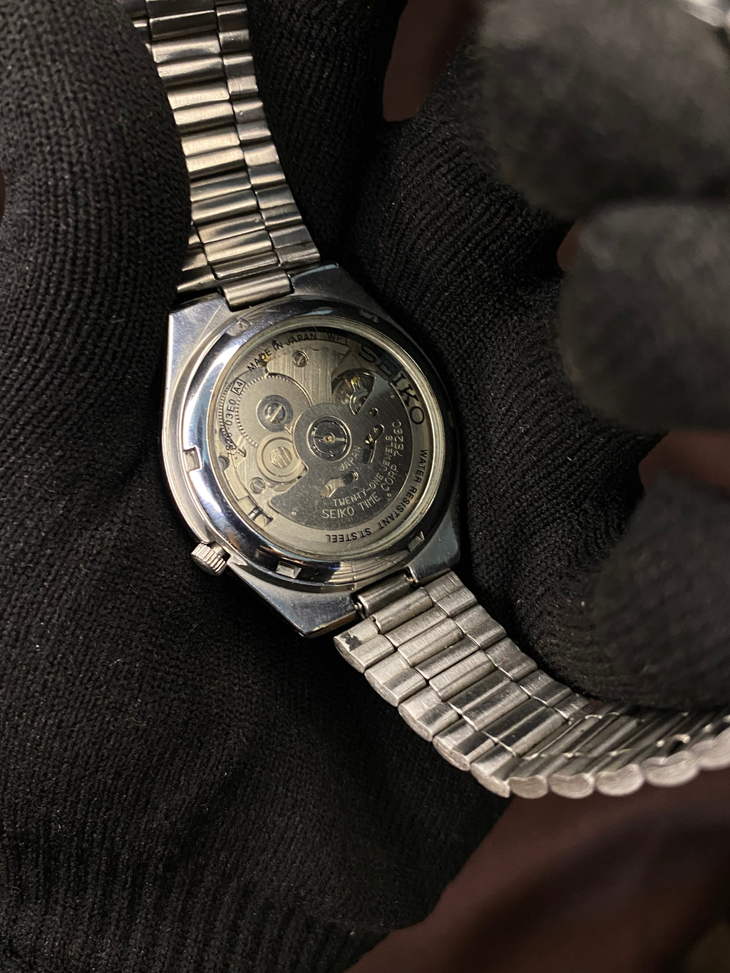 Seiko 5 Silver White Textured Watch with Transparent Back