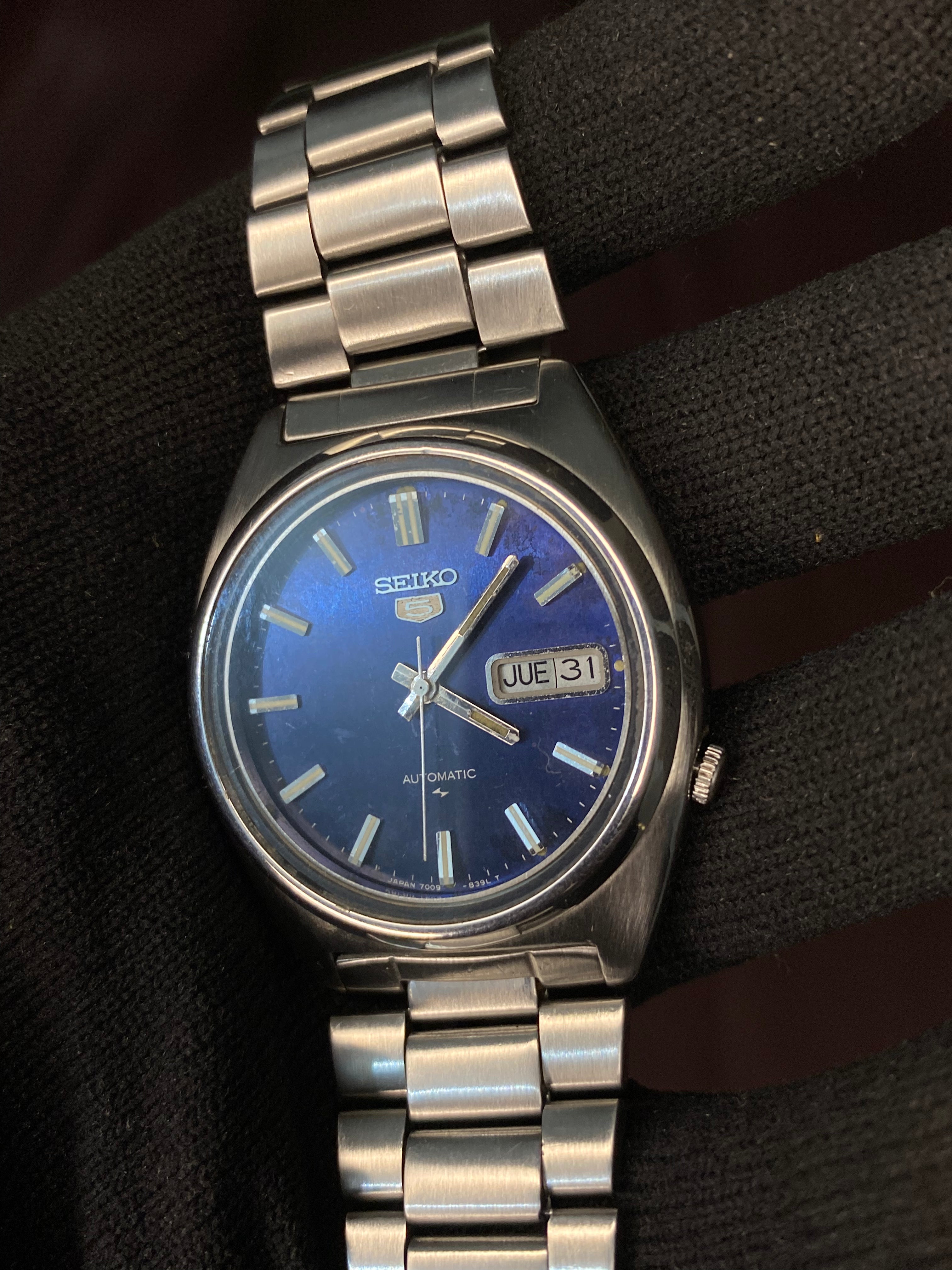 Vintage Seiko 5 Blue Dial Automatic Watch
