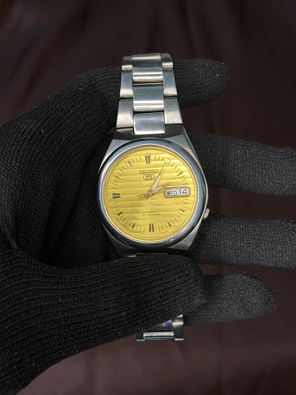 Seiko 5 Sunburst Golden Dial Watch