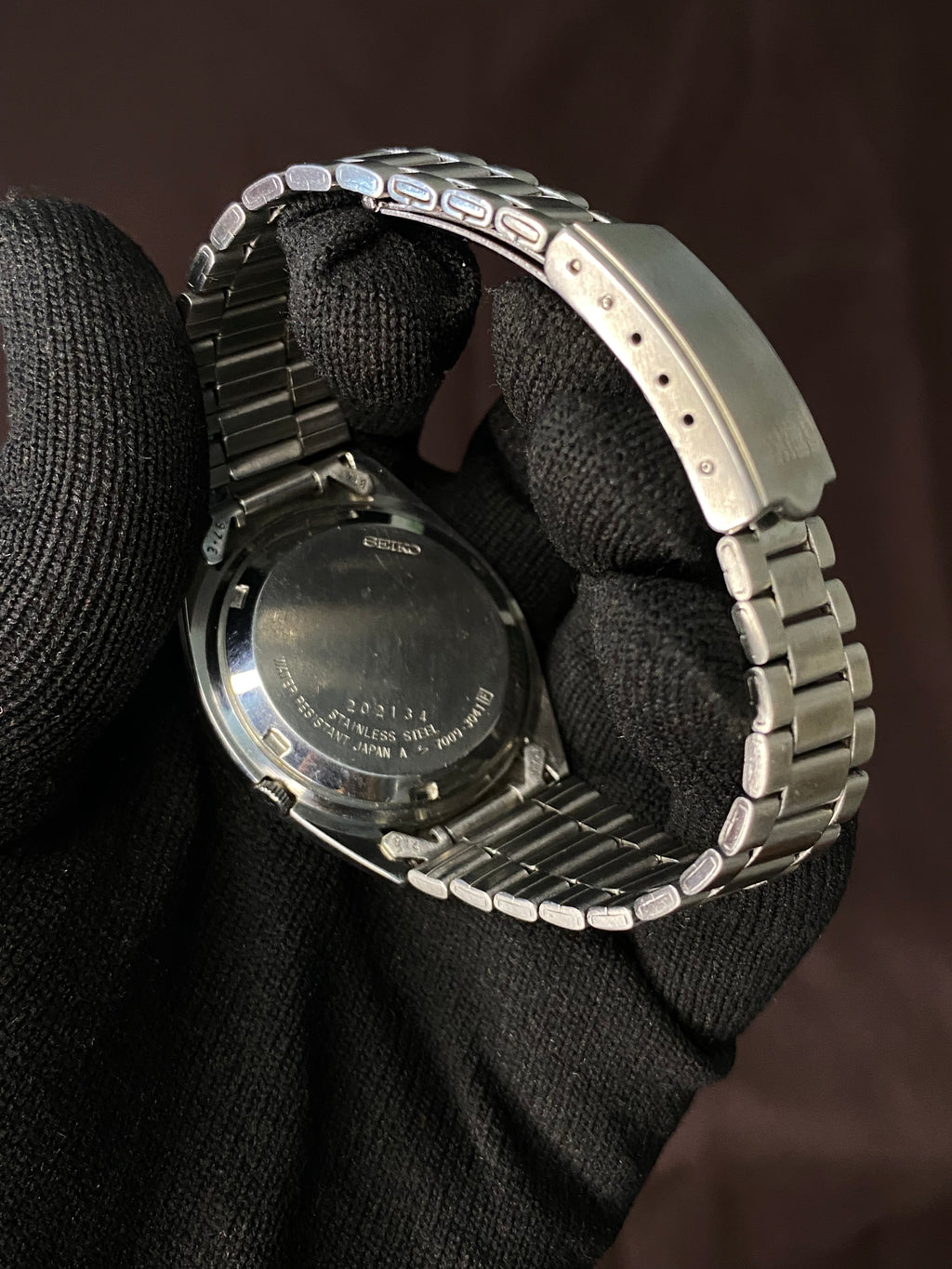 Seiko 5 Black Textured Sunburst  Dial Watch with Golden points