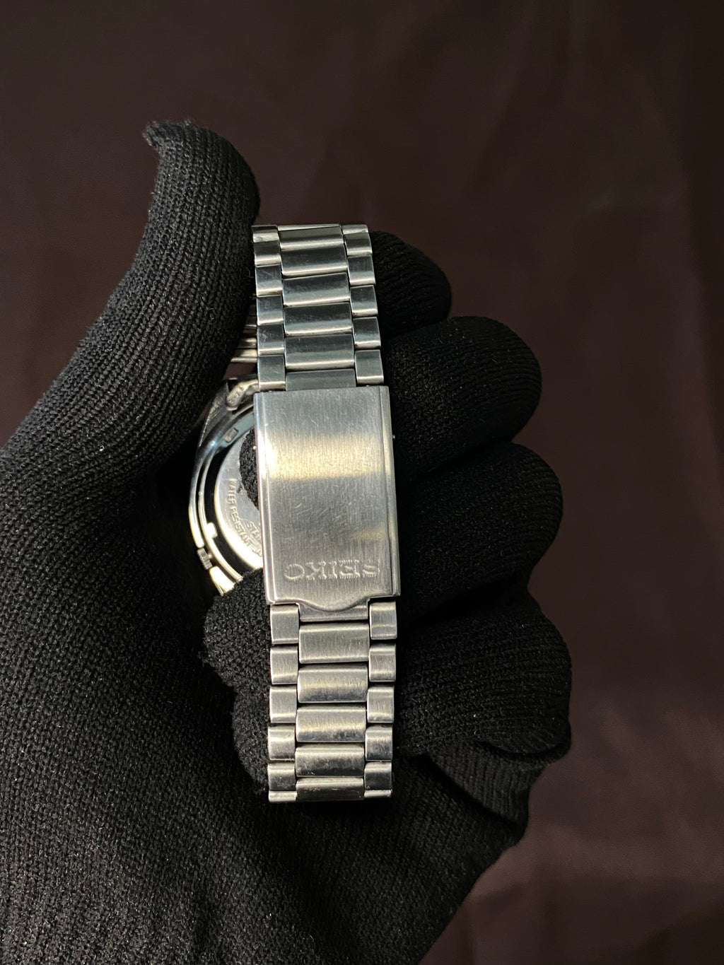 Seiko 5 Black Textured Sunburst  Dial Watch with Golden points