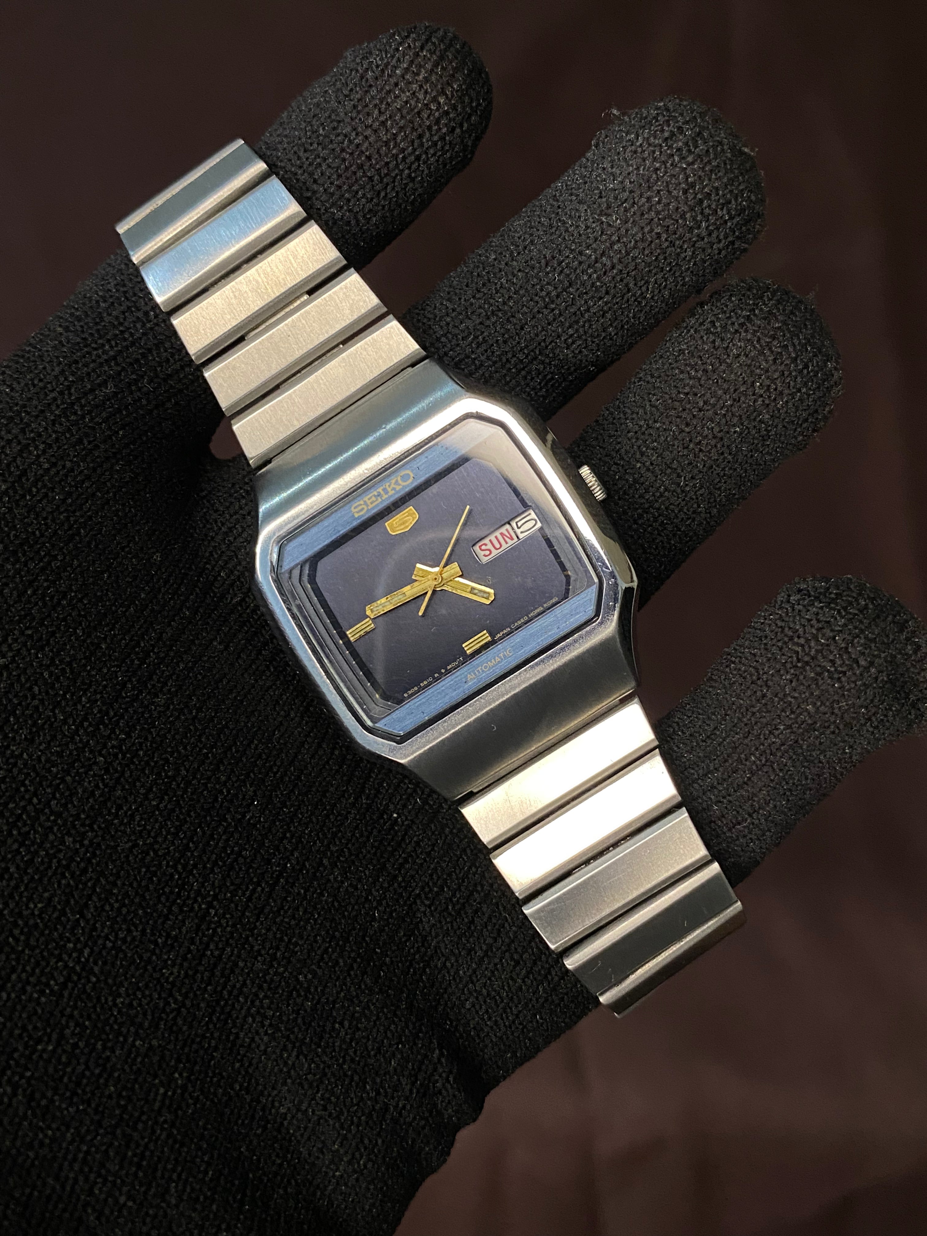 Seiko 5 Rare TV Dial Watch with Midnight Blue Dial