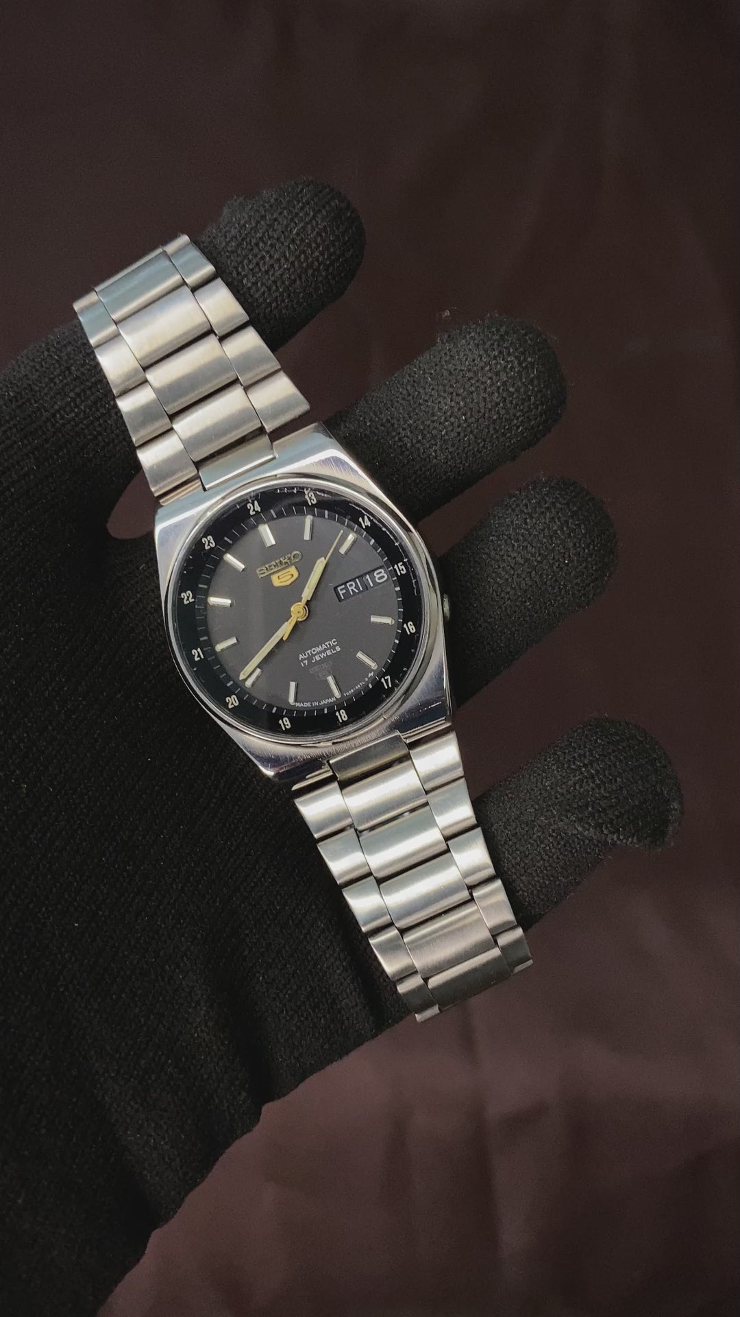 Seiko 5 Grey Railway Time Watch with Transparent Back