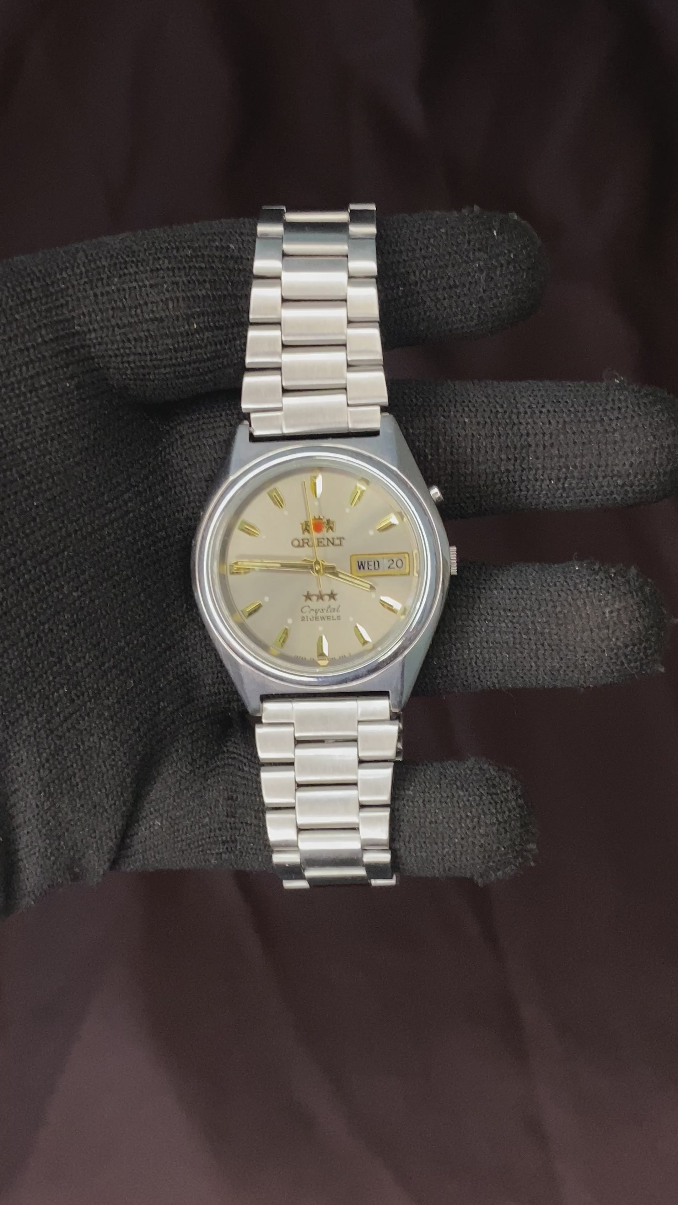 Orient Crystal Tri-Star Silver Dial Watch