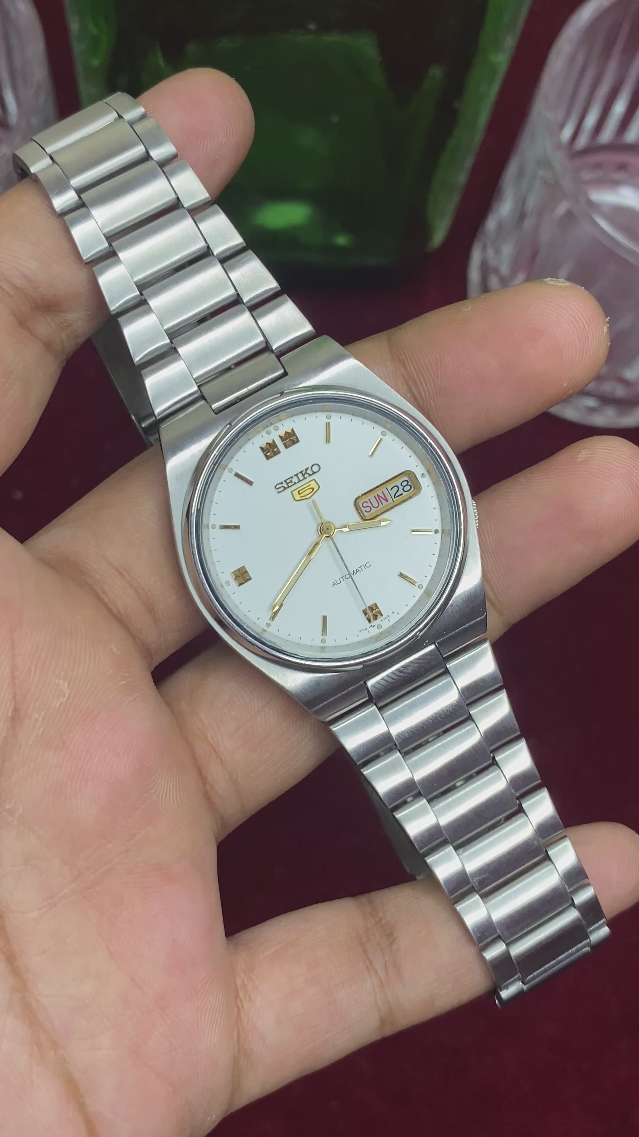 Seiko 5 “Bright Field” — 7009 Gold-Accent Automatic Watch.