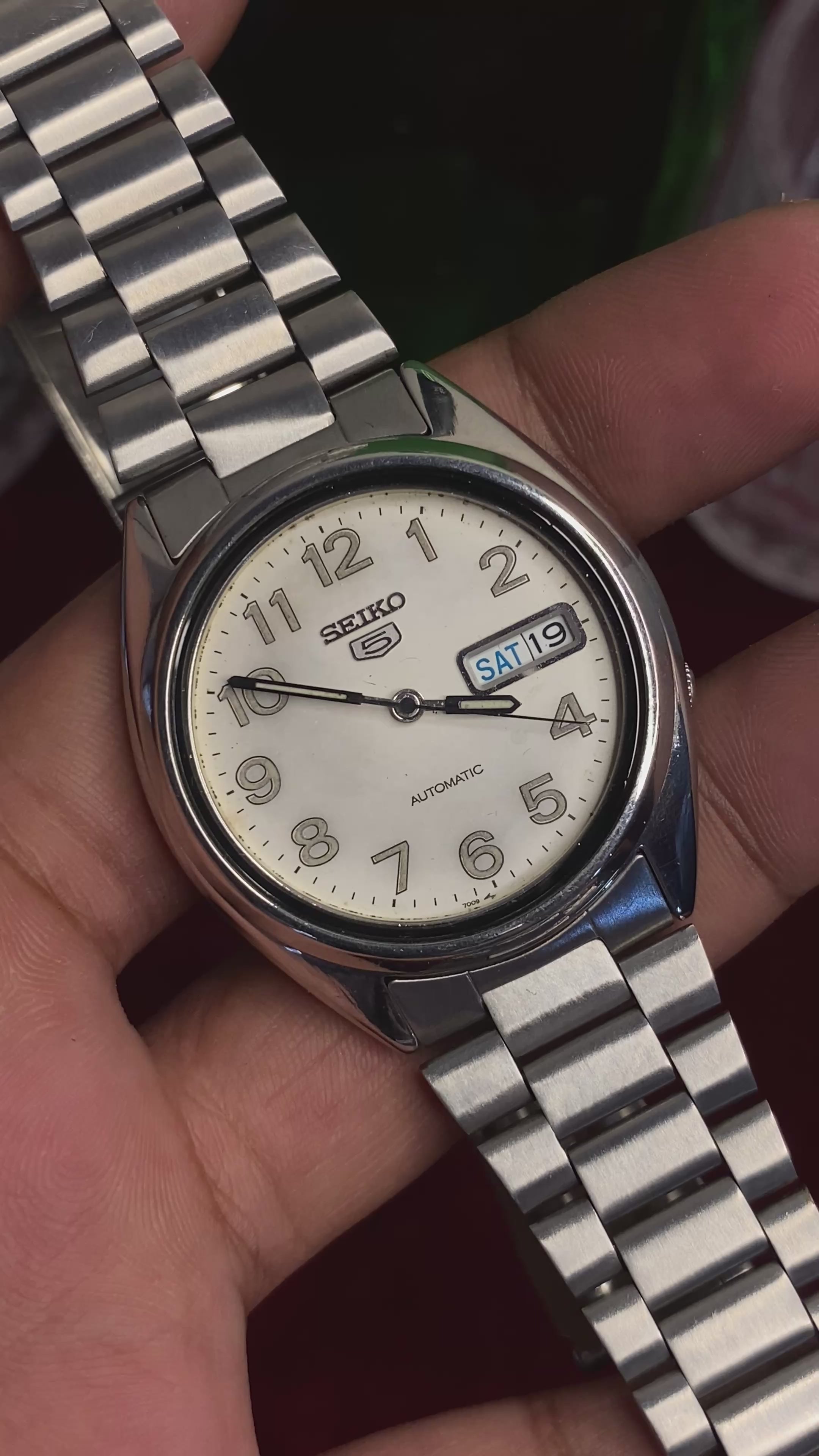Seiko 5 — White Military Numeral Dial | 38mm Japanese Automatic Watch.