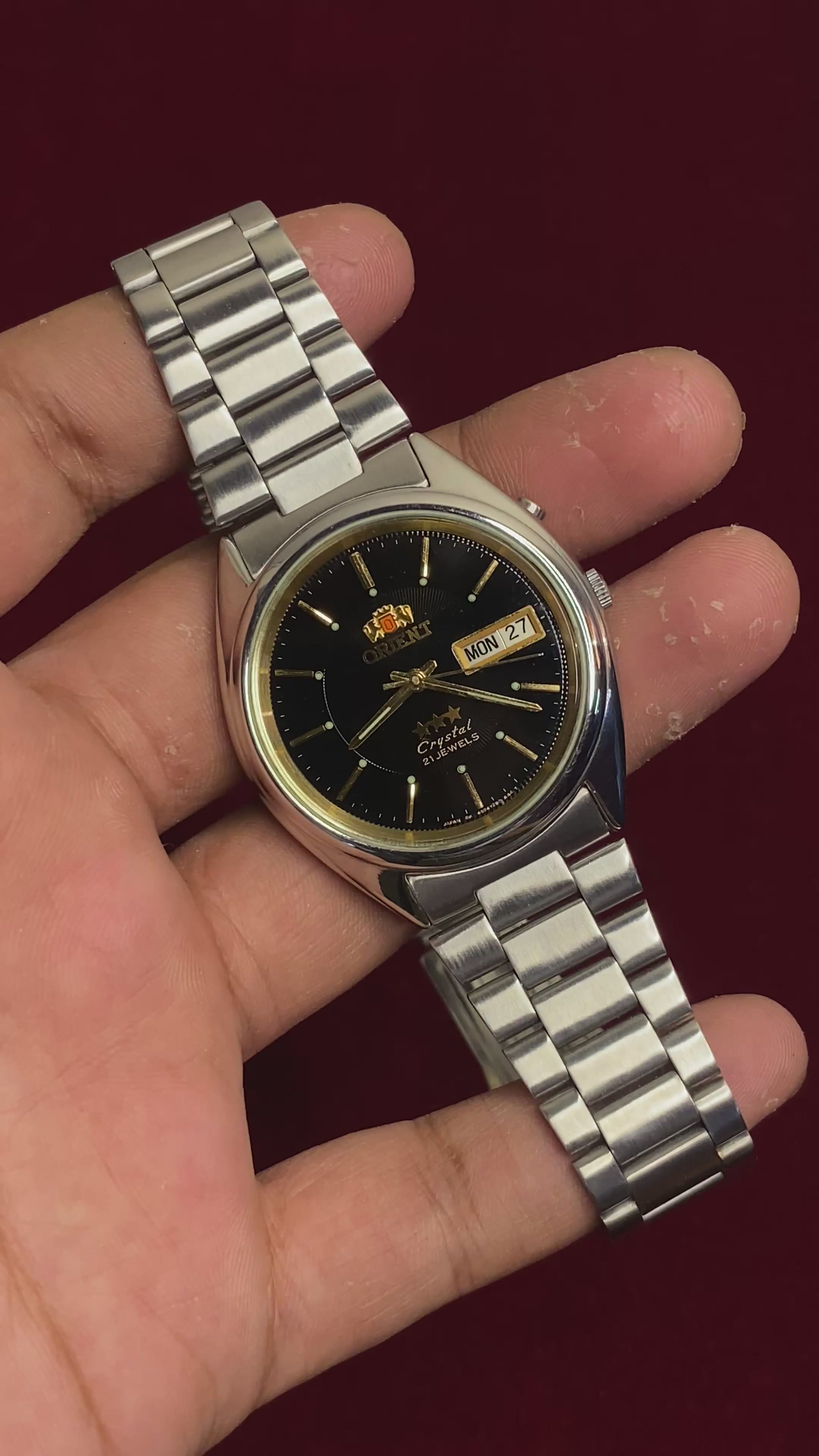 Orient 3-Star Crystal Automatic — Black Dial, Gold Inner Bezel | Ref. 469WC2-81 | 21 Jewels | 38mm