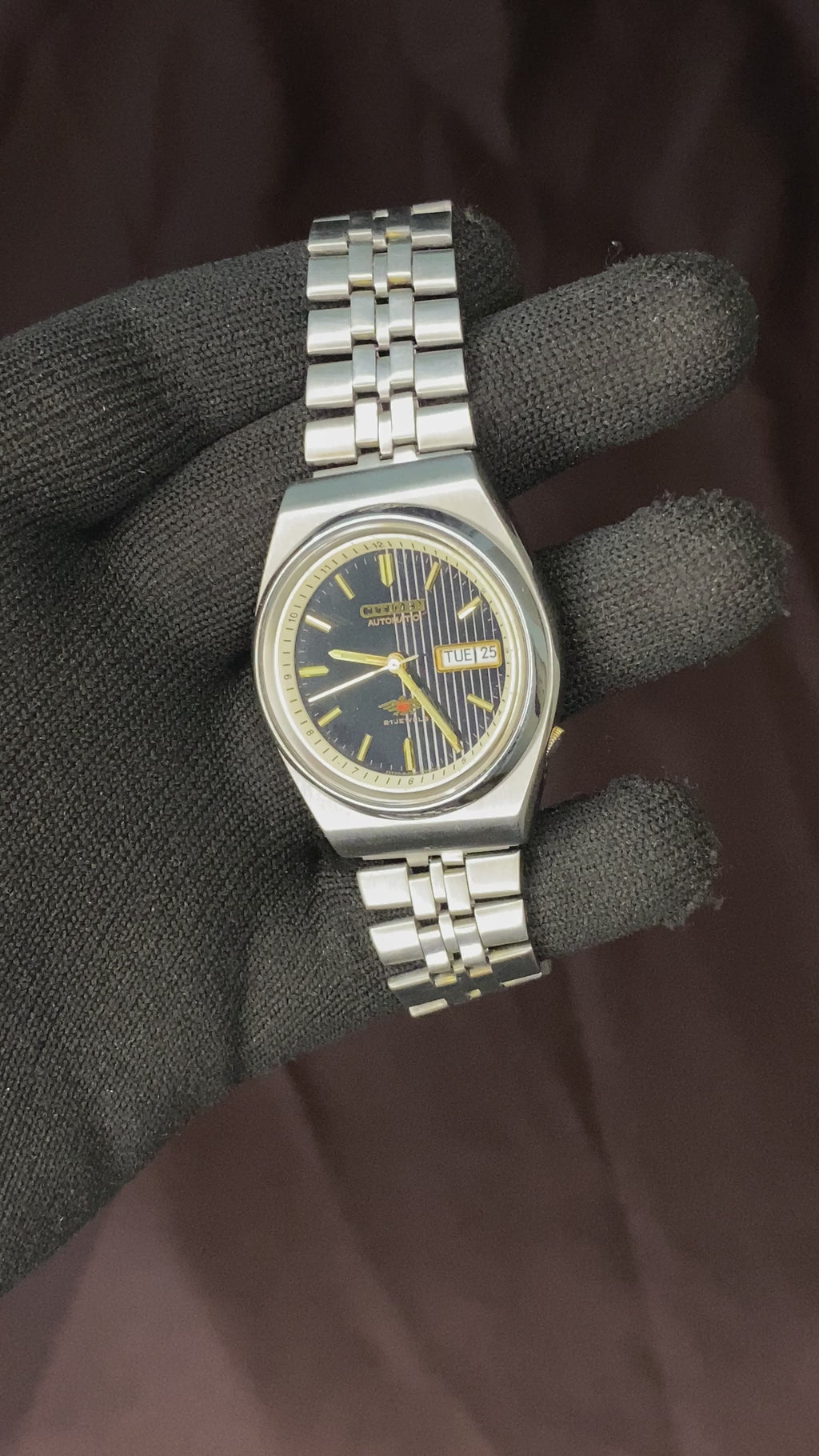 Citizen Eagle 7 Black Dial Watch with Gold Indices