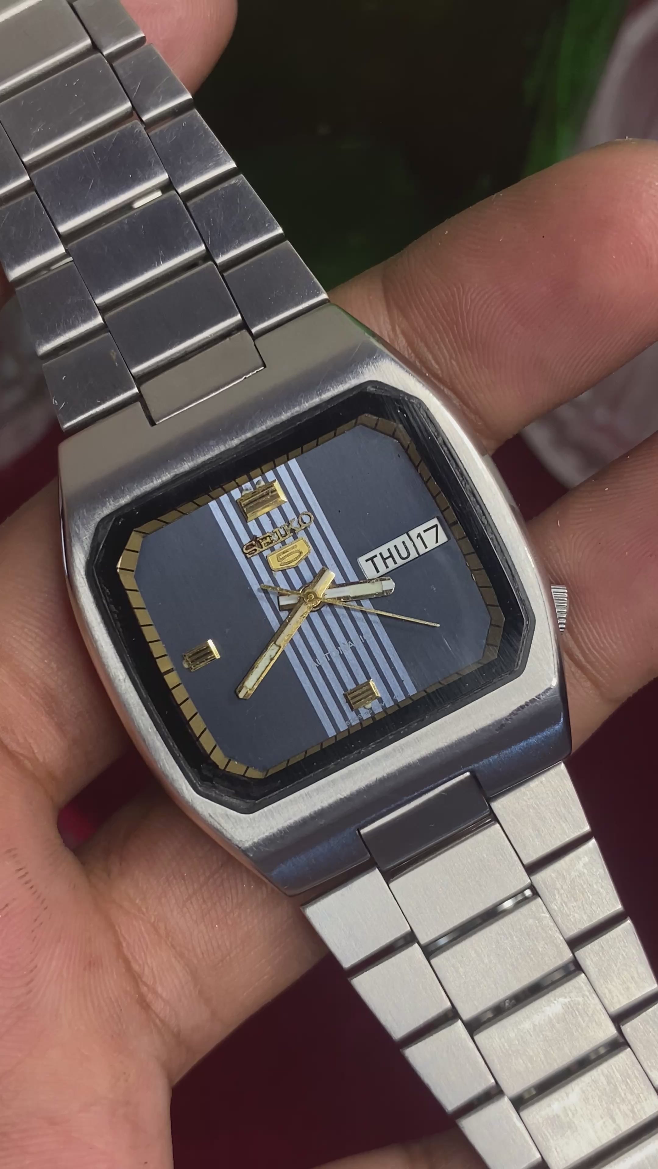 Seiko 5 Automatic — TV-Case Blue Pinstripe Dial Watch | Ref 6309-561A.