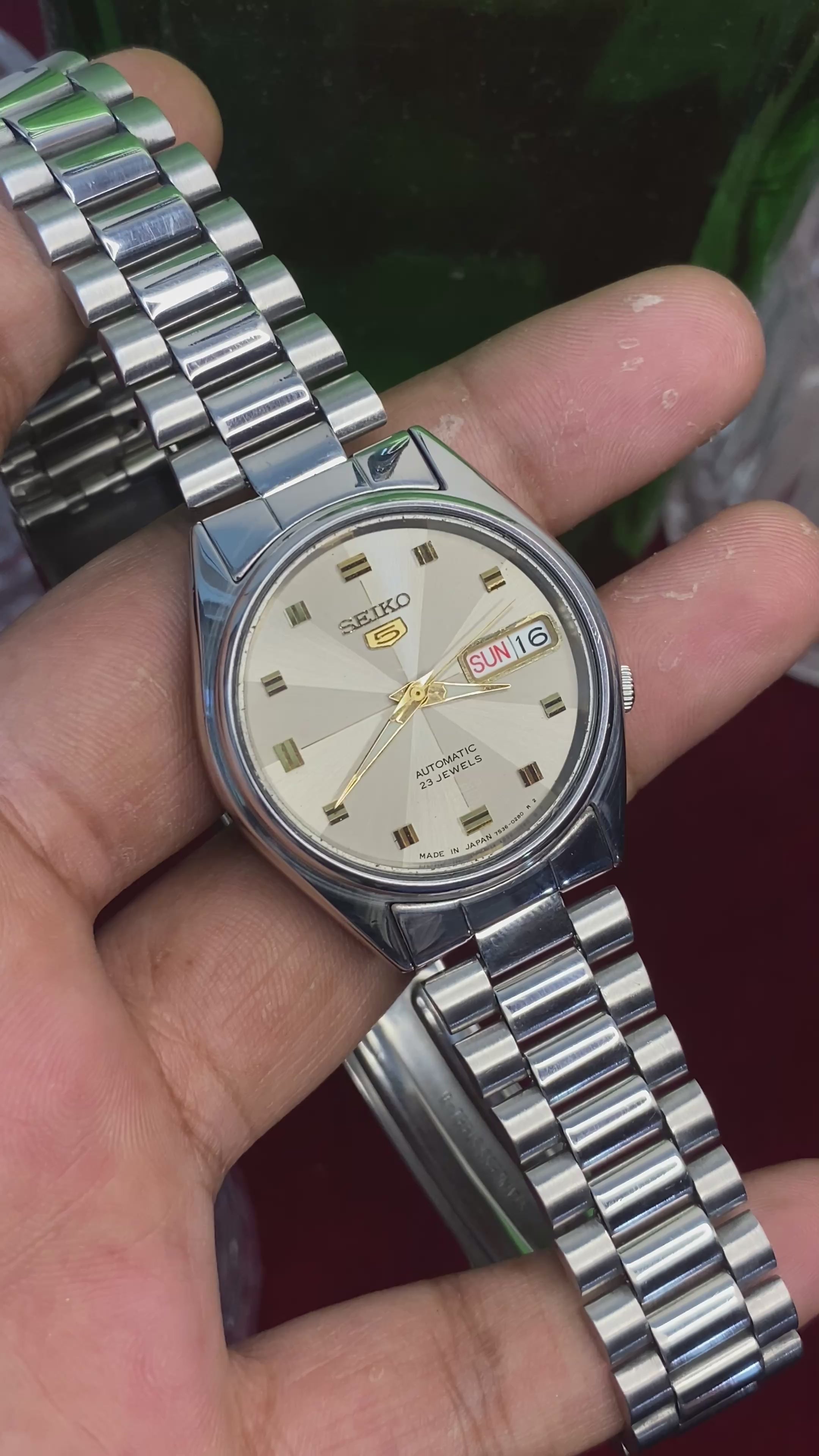 Seiko 5 Automatic — Silver Sunburst Dial Watch , 36mm | 7S36-6080.