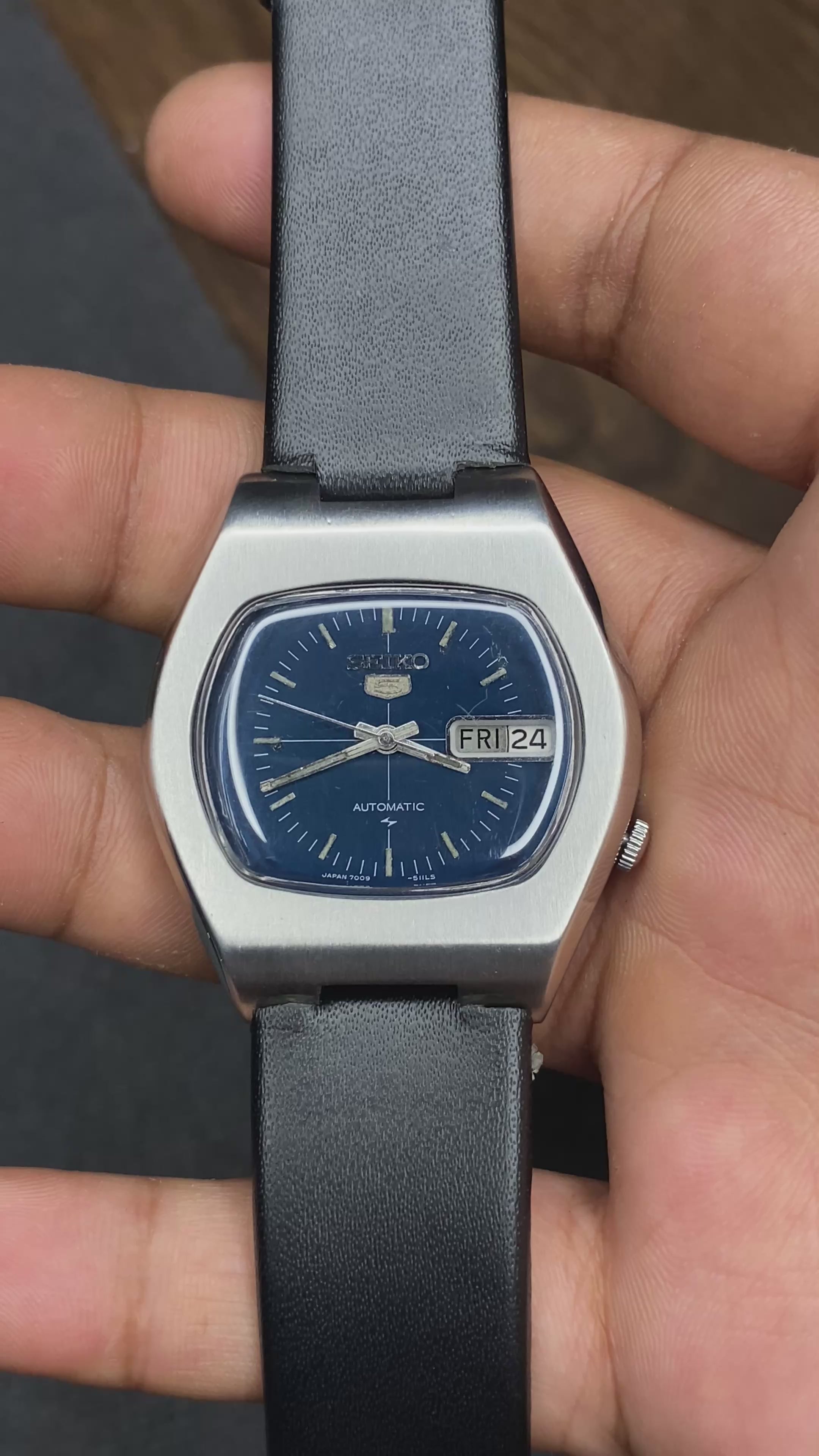 Seiko 5 — Deep Blue Dial “TV-Shape” | Japanese Automatic Watch.