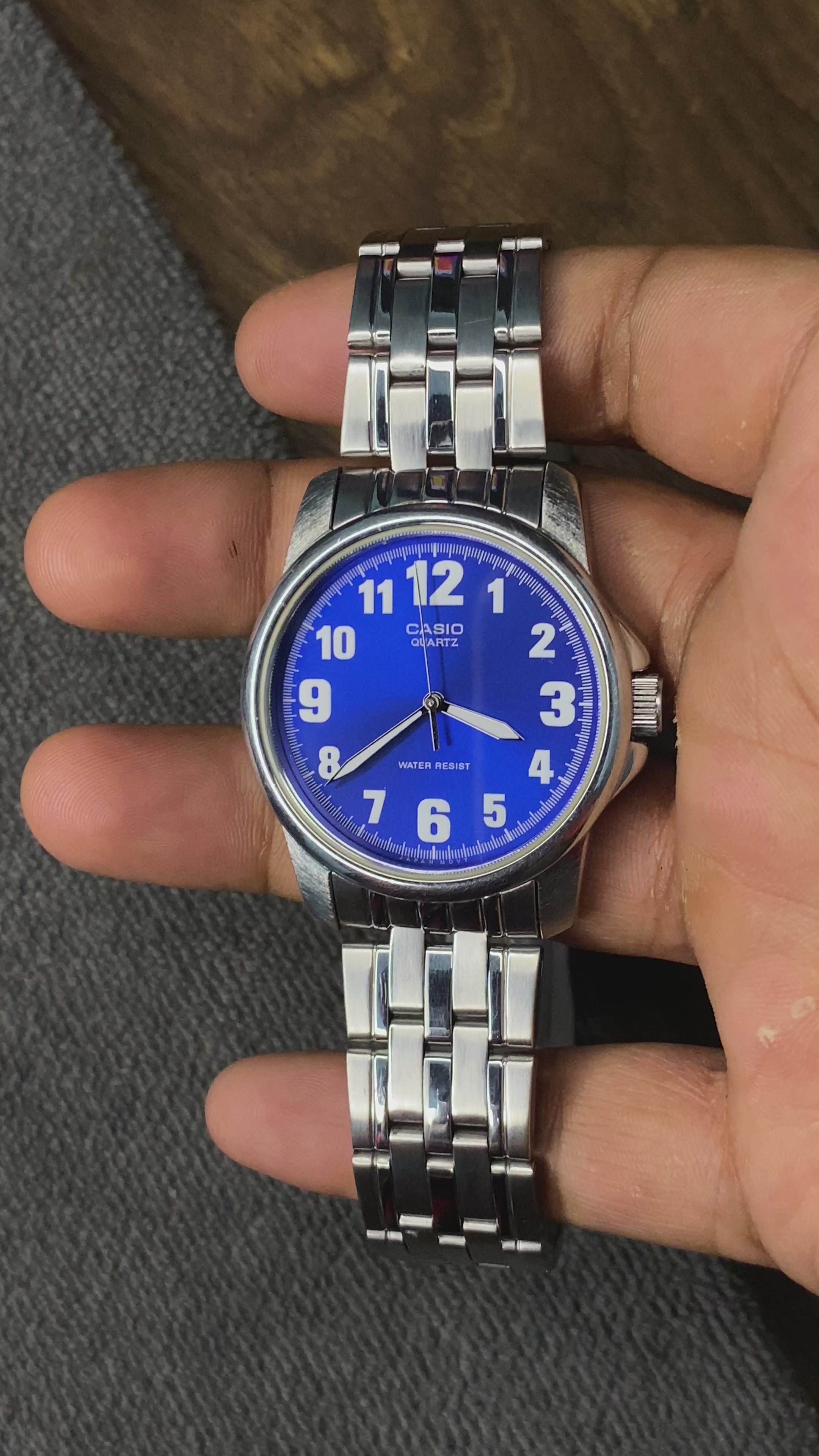Rare Casio MTP-1216A Blue Numeric Dial Watch | Day-Date | Made in Japan