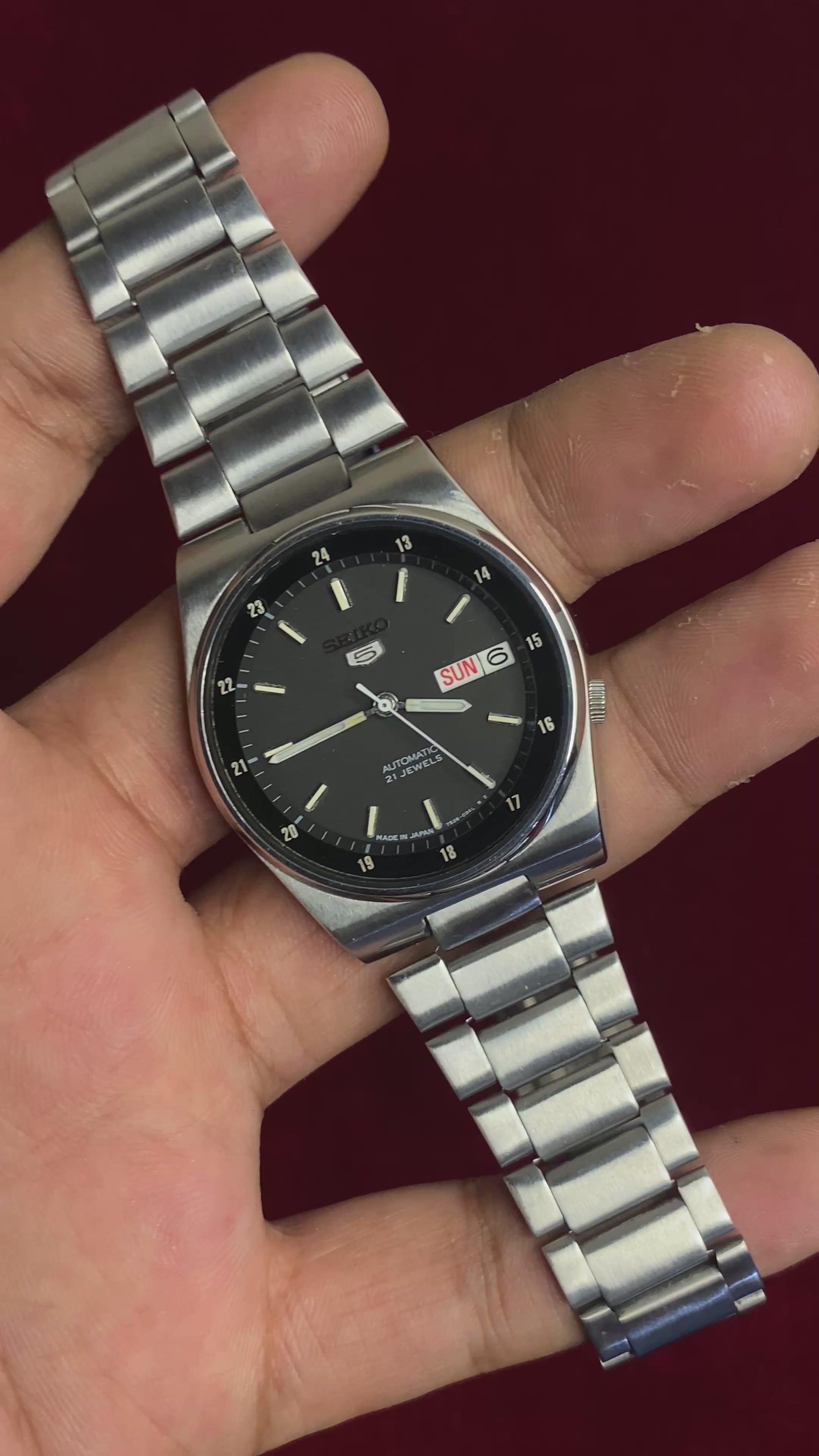 SEIKO 5 AUTOMATIC — "RAILWAY TIME" | 38MM Grey 24-Hour Dial Watch | 7S26-3160 A4.